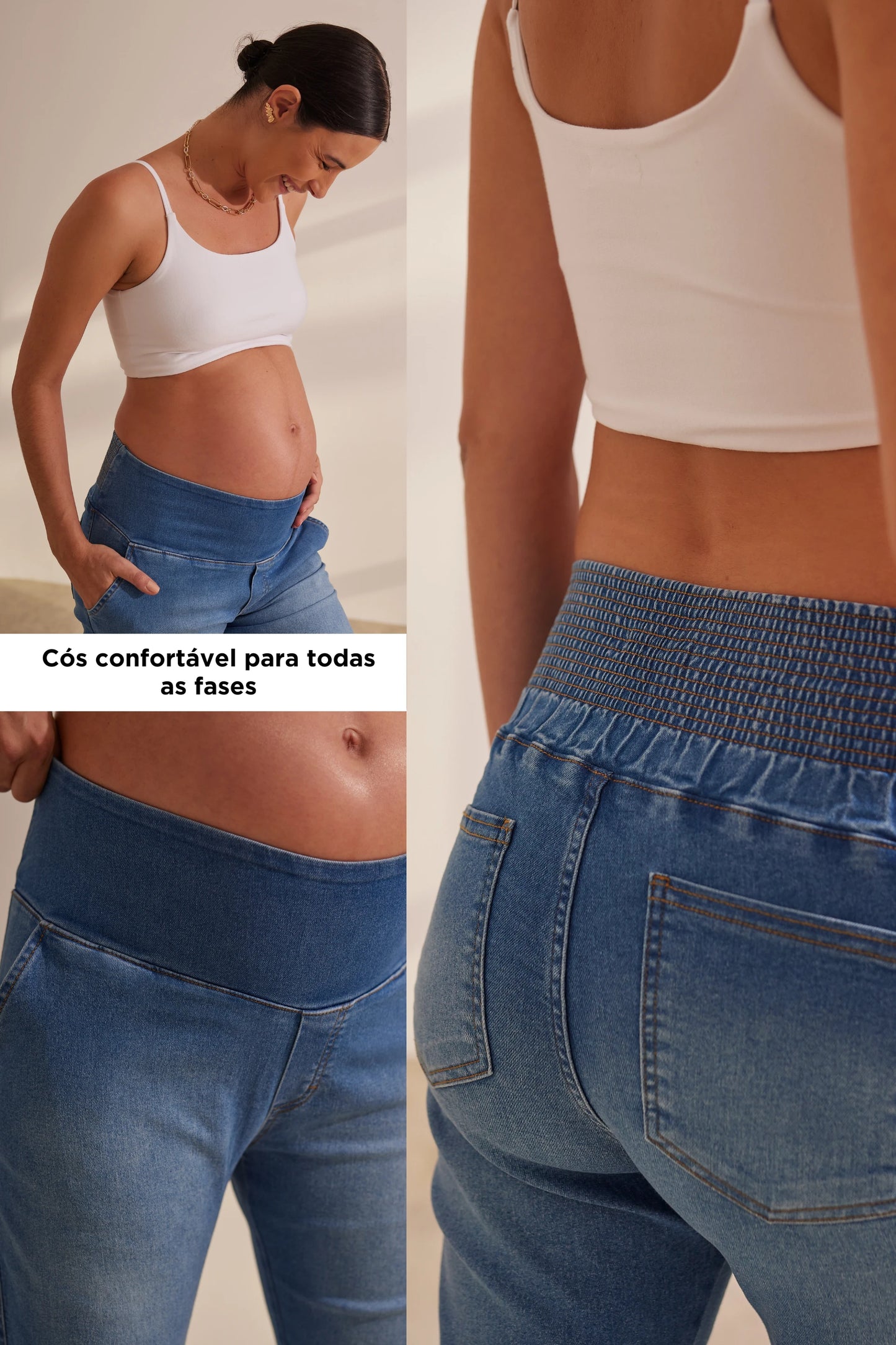 CALÇA JEANS GESTANTE E PÓS-PARTO RETA