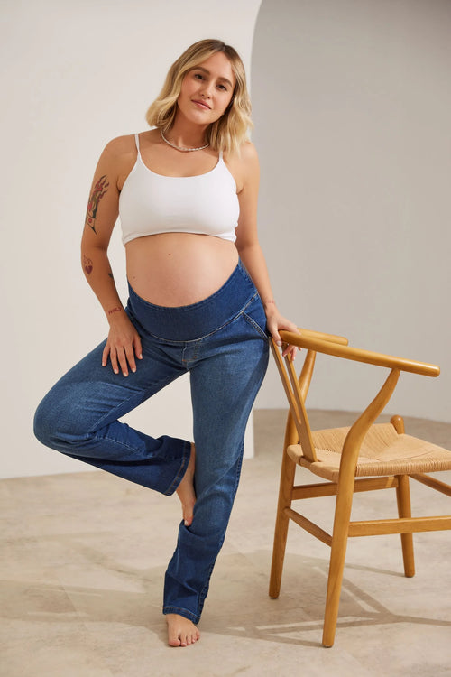CALÇA JEANS GESTANTE E PÓS-PARTO RETA