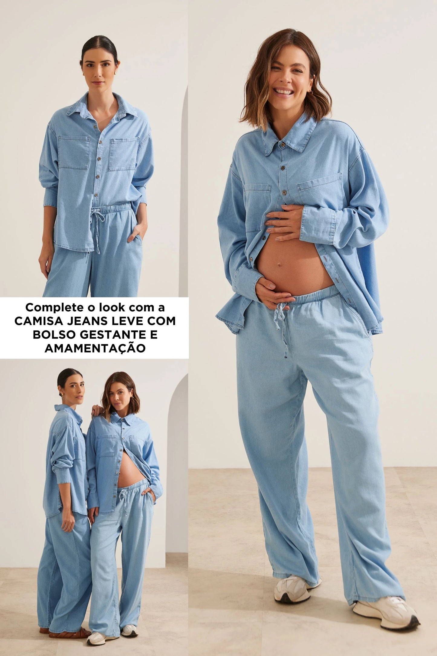CALÇA JEANS LEVE COM BOLSO GESTANTE E PÓS-PARTO