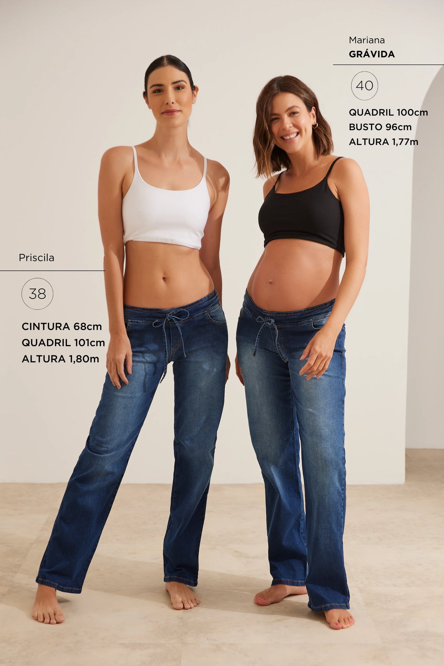 CALÇA JEANS RETA COM CÓS AJUSTÁVEL GESTANTE E PÓS-PARTO