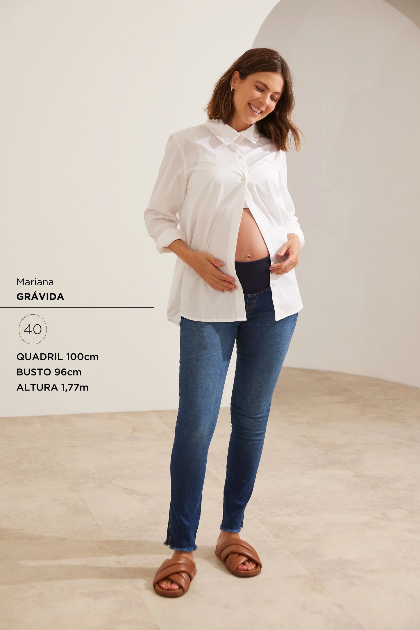 CALÇA JEANS SKINNY CÓS AJUSTÁVEL GESTANTE E PÓS-PARTO