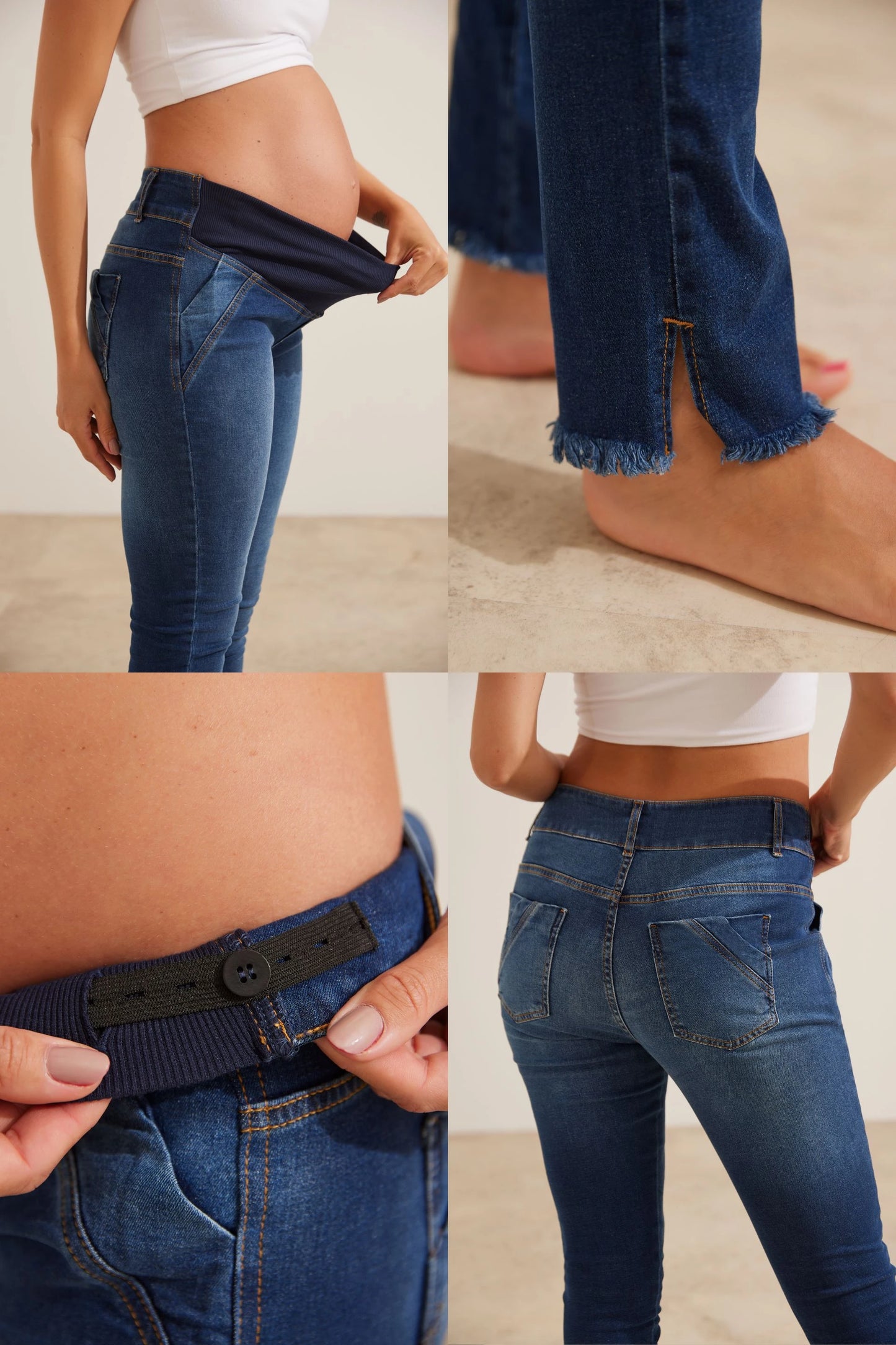CALÇA JEANS SKINNY CÓS AJUSTÁVEL GESTANTE E PÓS-PARTO