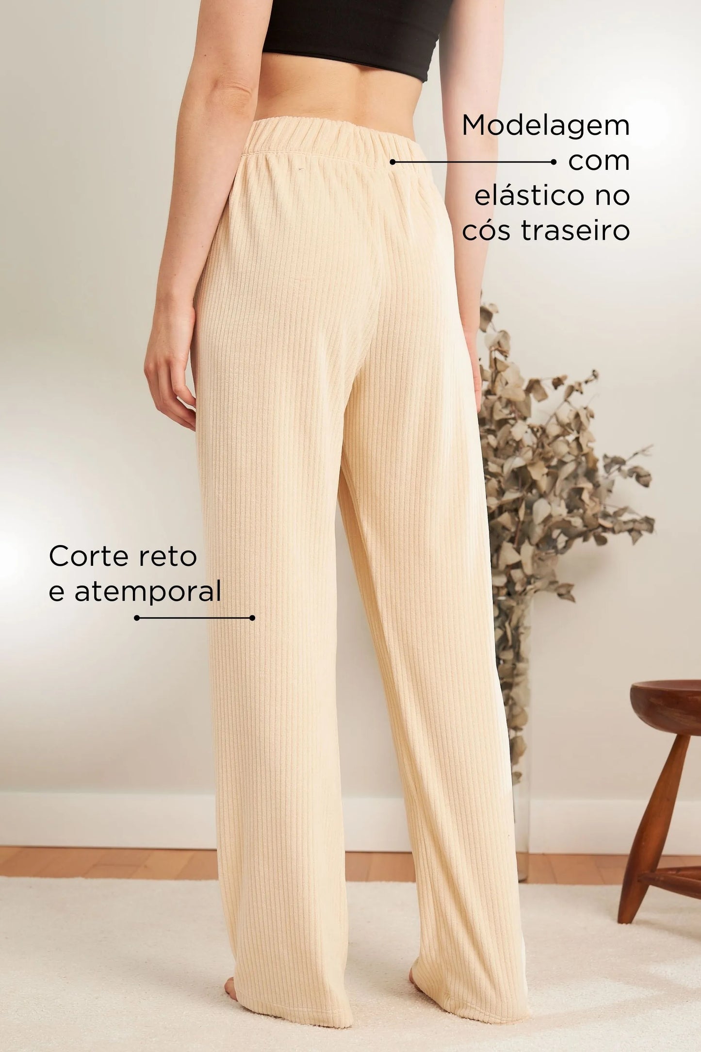 CALÇA GESTANTE E PÓS-PARTO CANELADA VELUDO