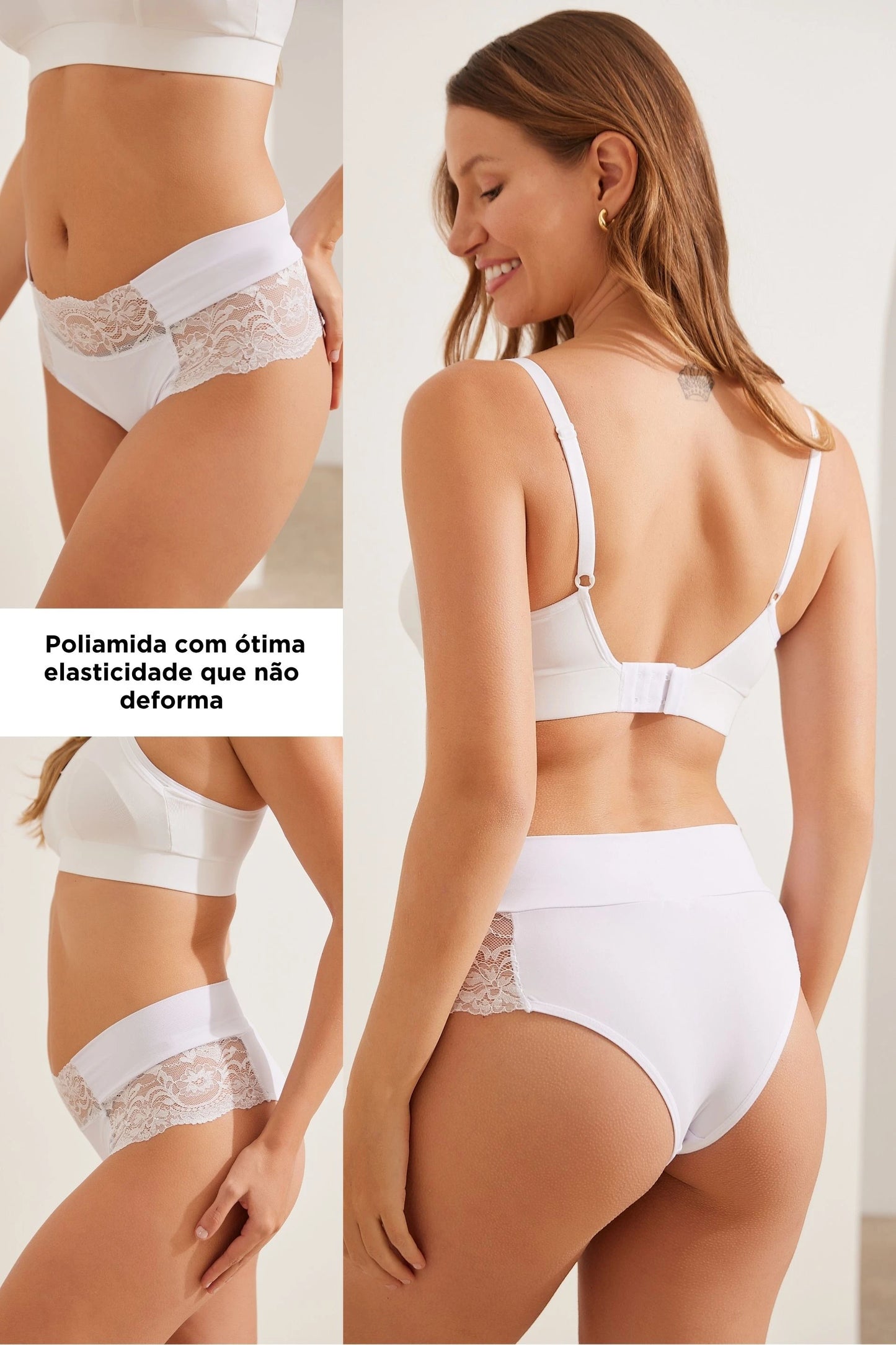 CALCINHA GESTANTE E PÓS-PARTO POLIAMIDA COM RENDA FORRO ALGODÃO