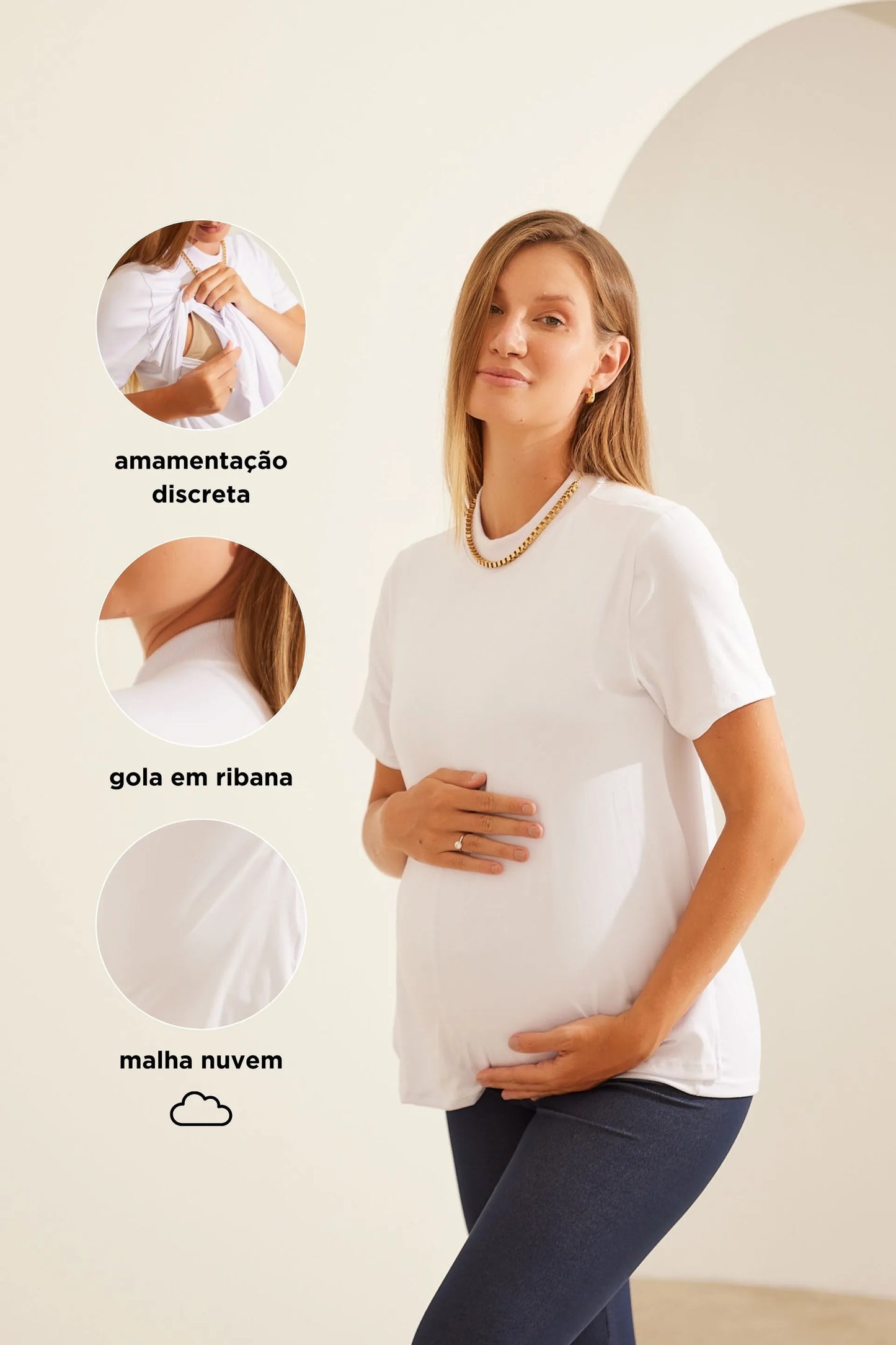 CAMISETA COM DETALHE OCULTO DE AMAMENTAÇÃO