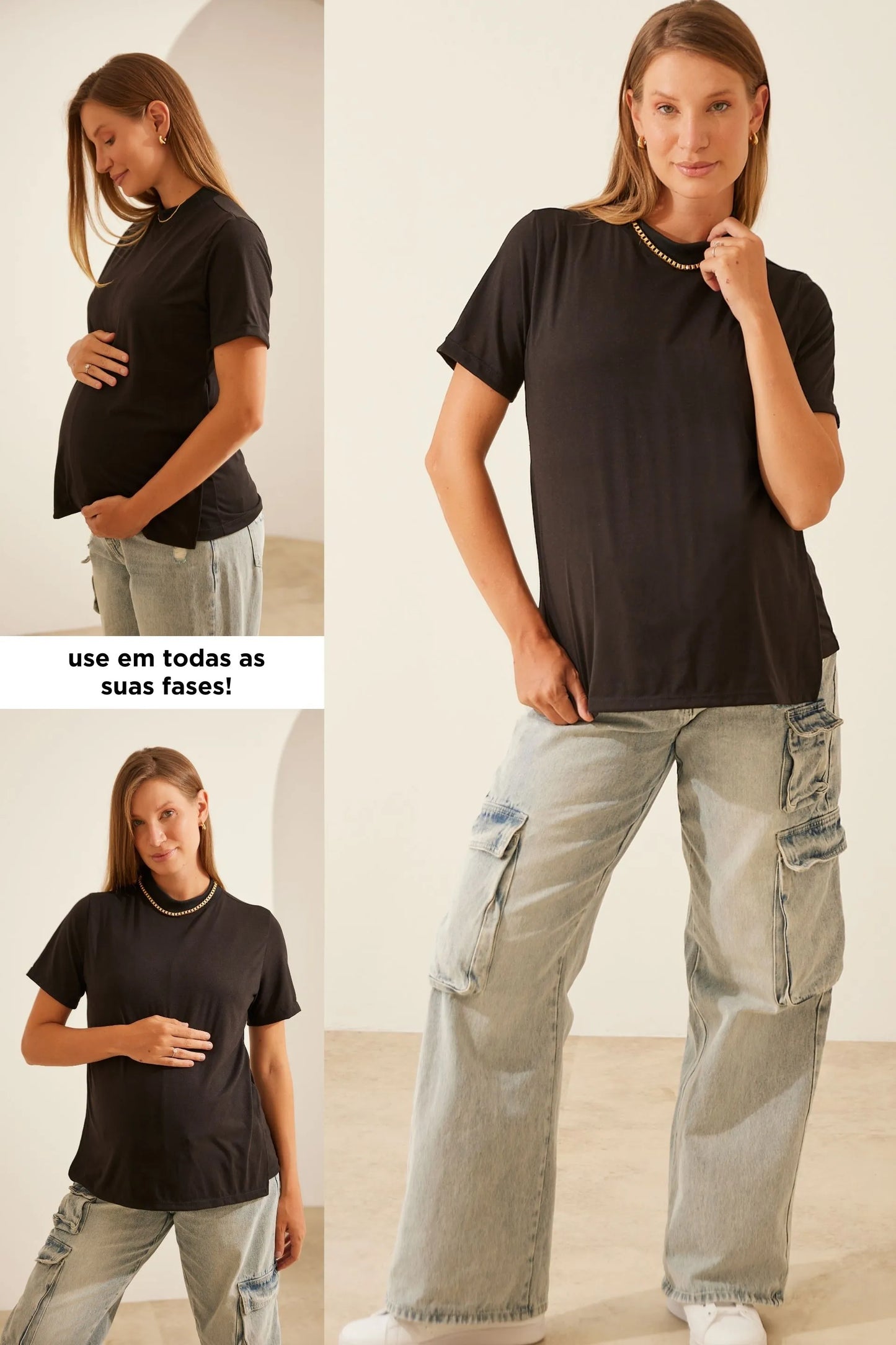 CAMISETA COM DETALHE OCULTO DE AMAMENTAÇÃO
