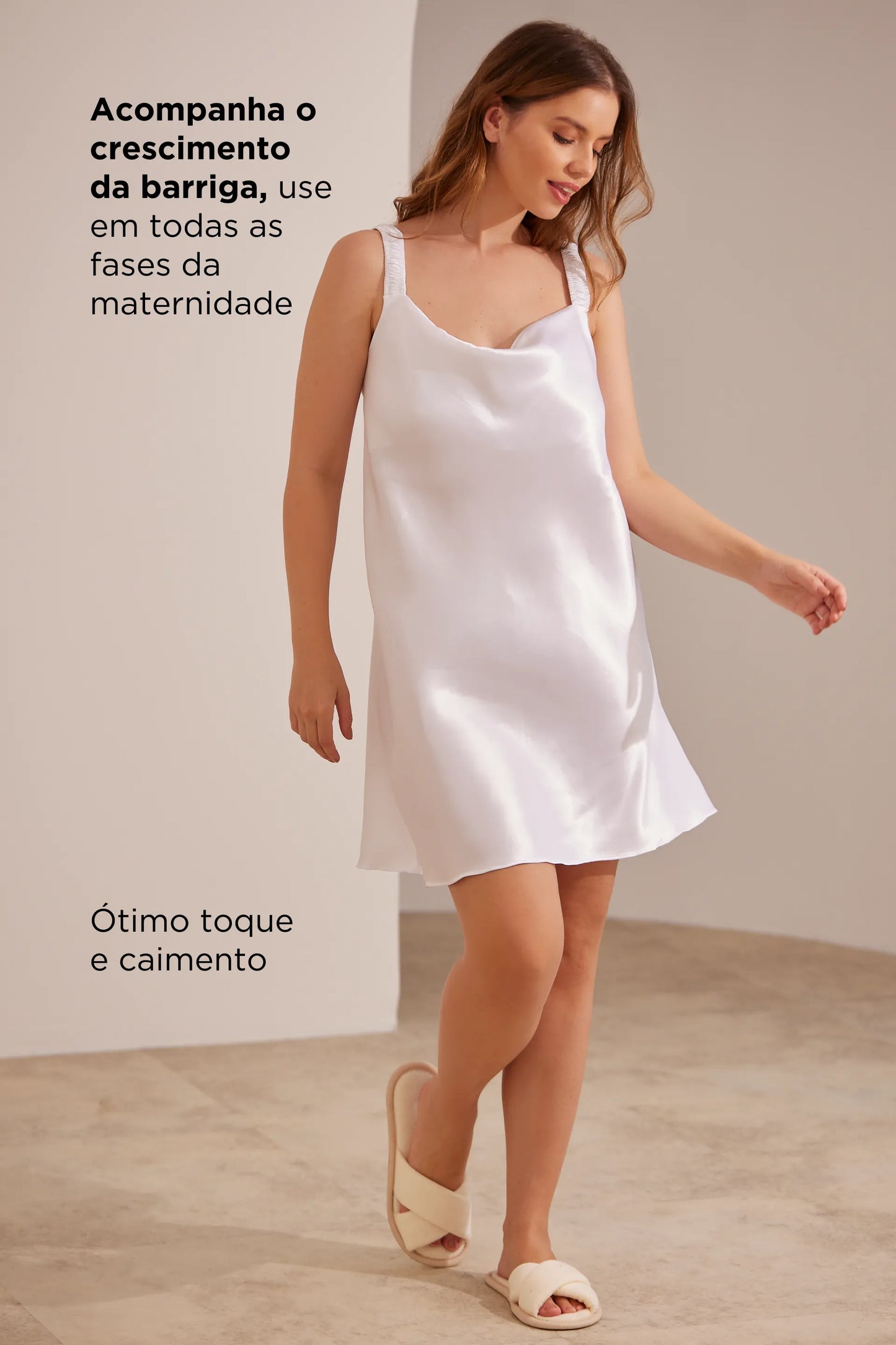 CAMISOLA MATERNIDADE CURTA COM ALÇA ELÁSTICA CETIM