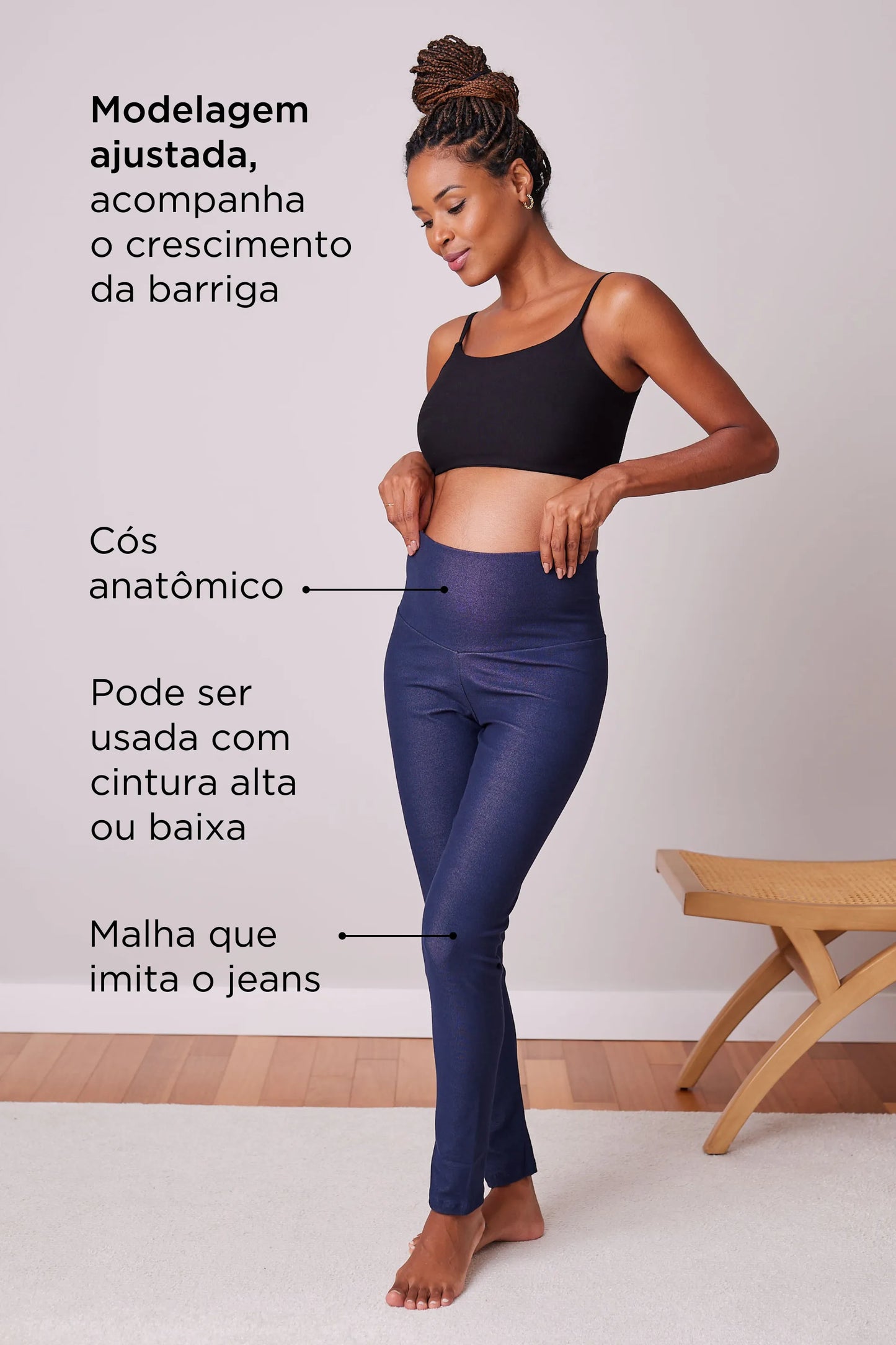 LEGGING BÁSICA GESTANTE DE MALHA JEANS