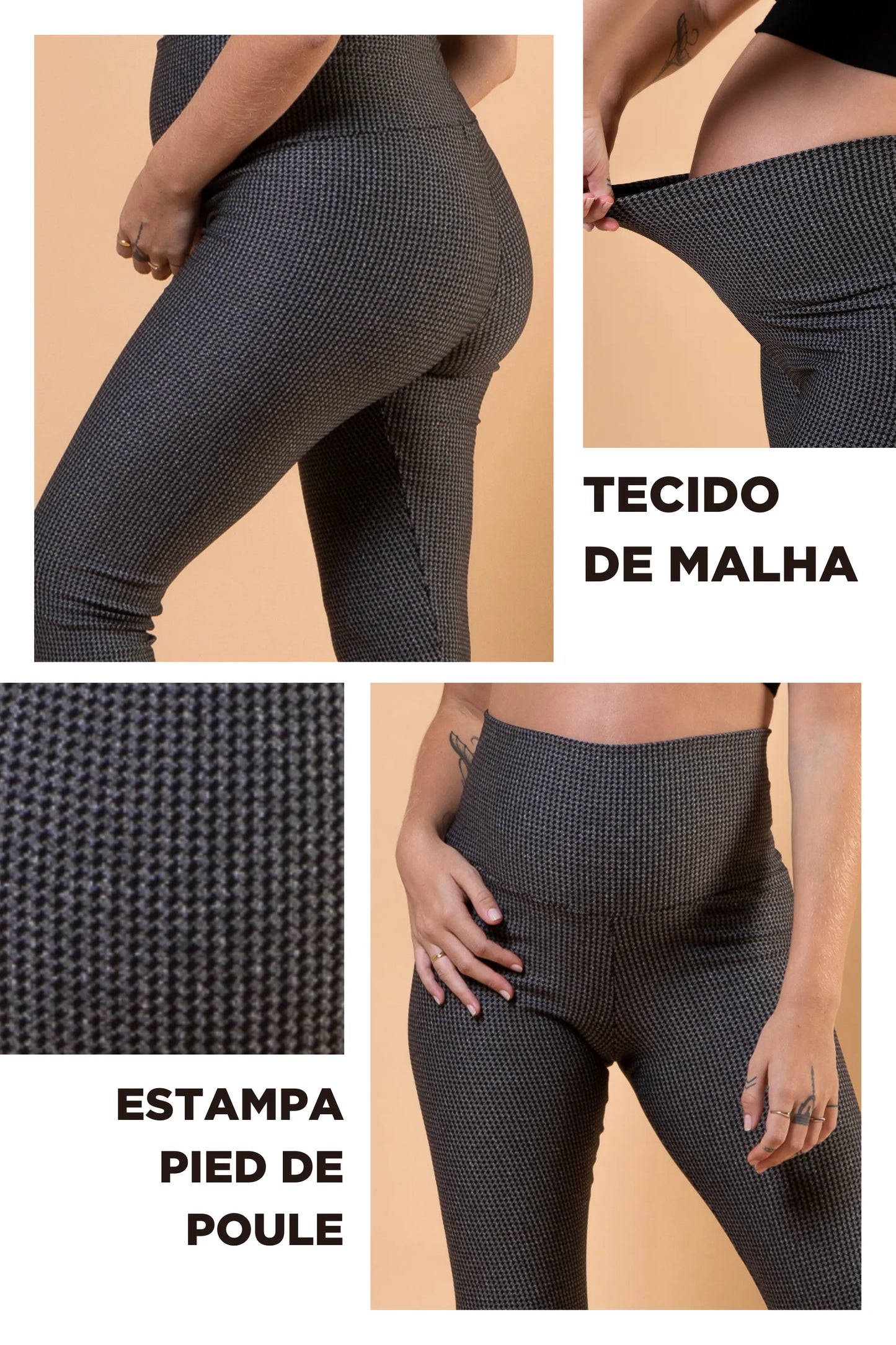 LEGGING GESTANTE PIED DE POULE COM CÓS ANATOMICO