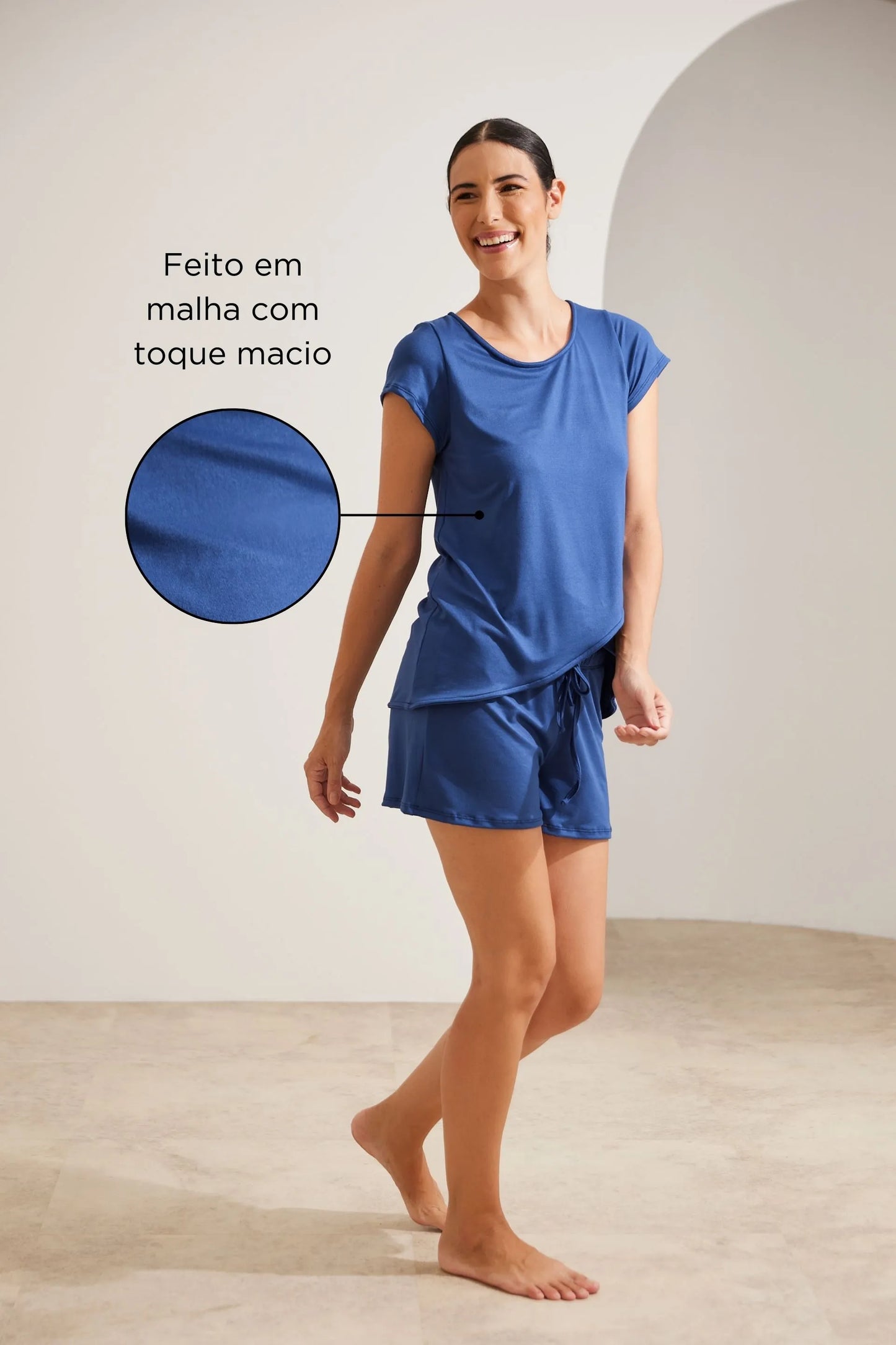 PIJAMA CURTO MALHA NUVEM GRAVIDEZ E AMAMENTAÇÃO