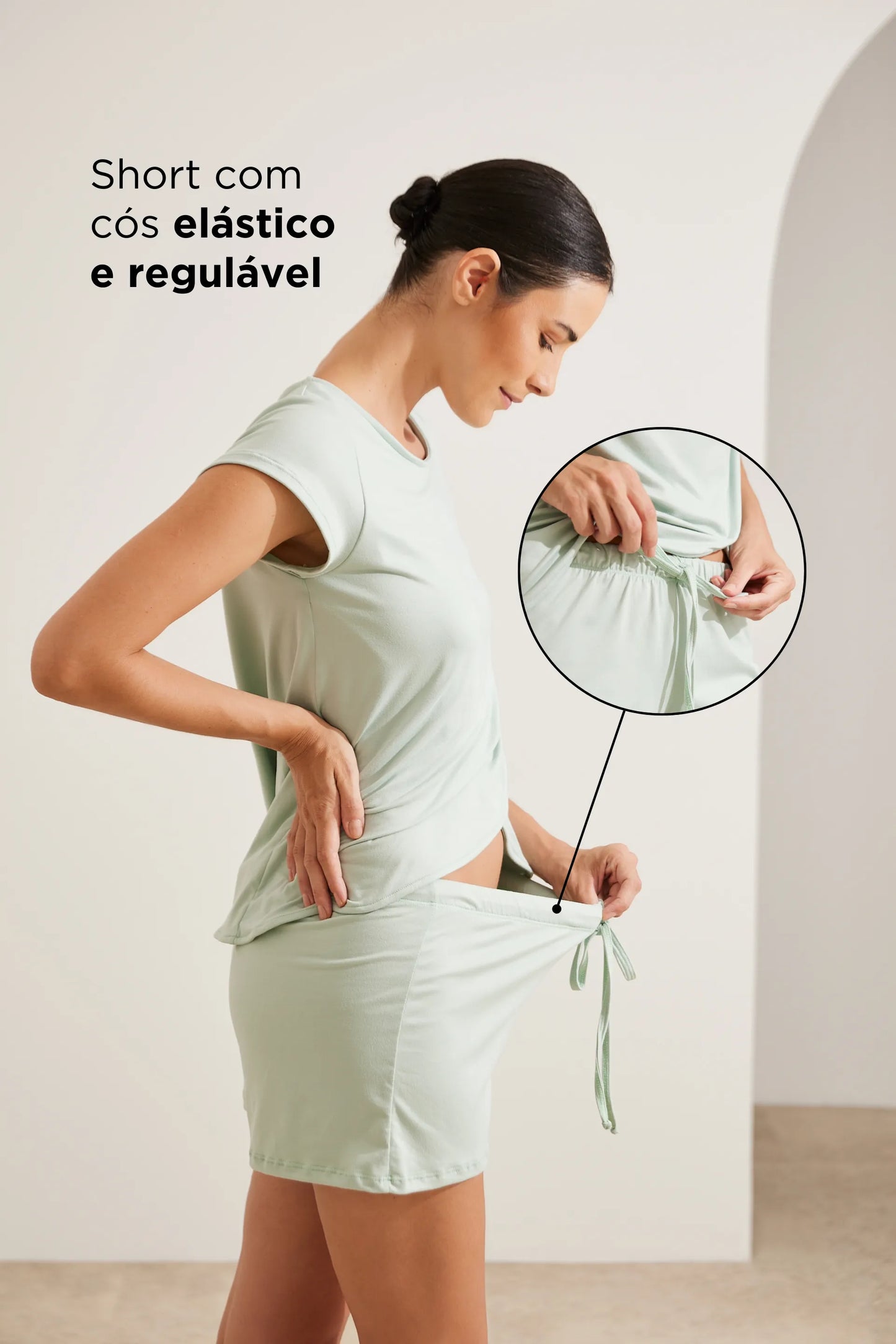 PIJAMA CURTO MALHA NUVEM GRAVIDEZ E AMAMENTAÇÃO