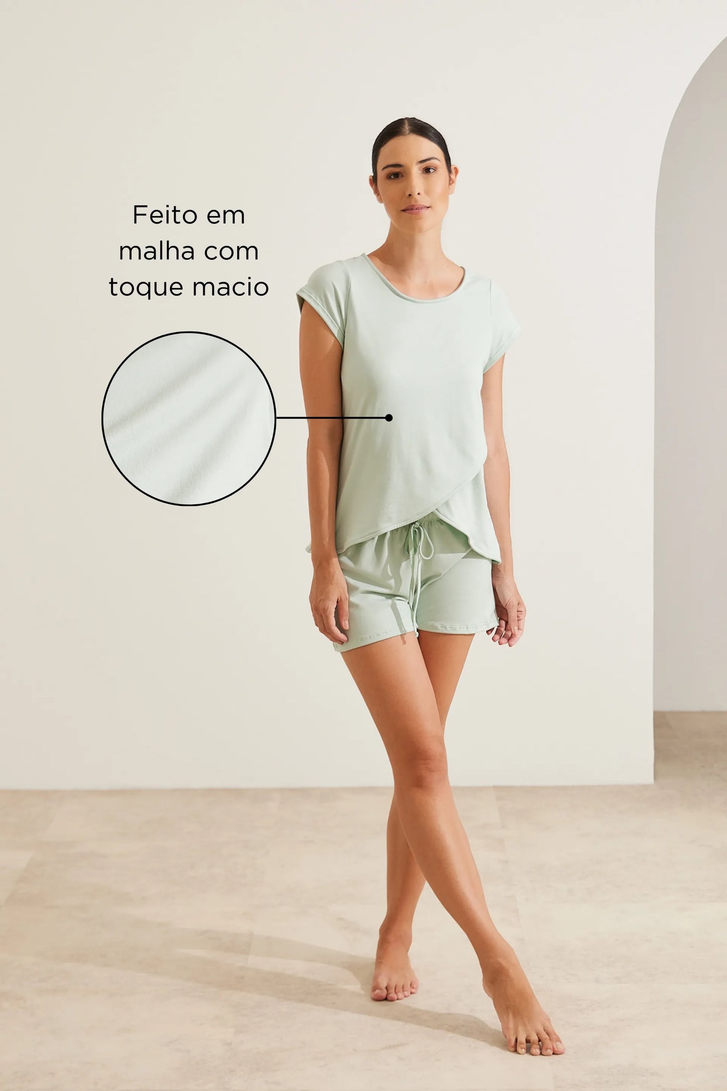 PIJAMA CURTO MALHA NUVEM GRAVIDEZ E AMAMENTAÇÃO