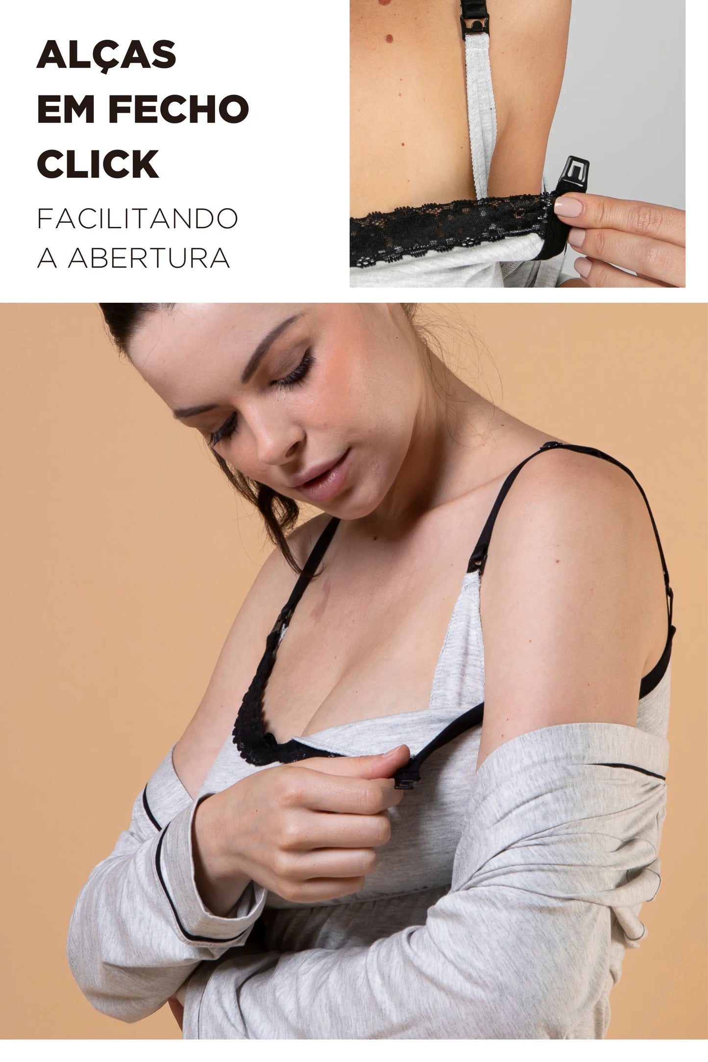 PIJAMA MATERNIDADE 3 PEÇAS FECHO CLICK