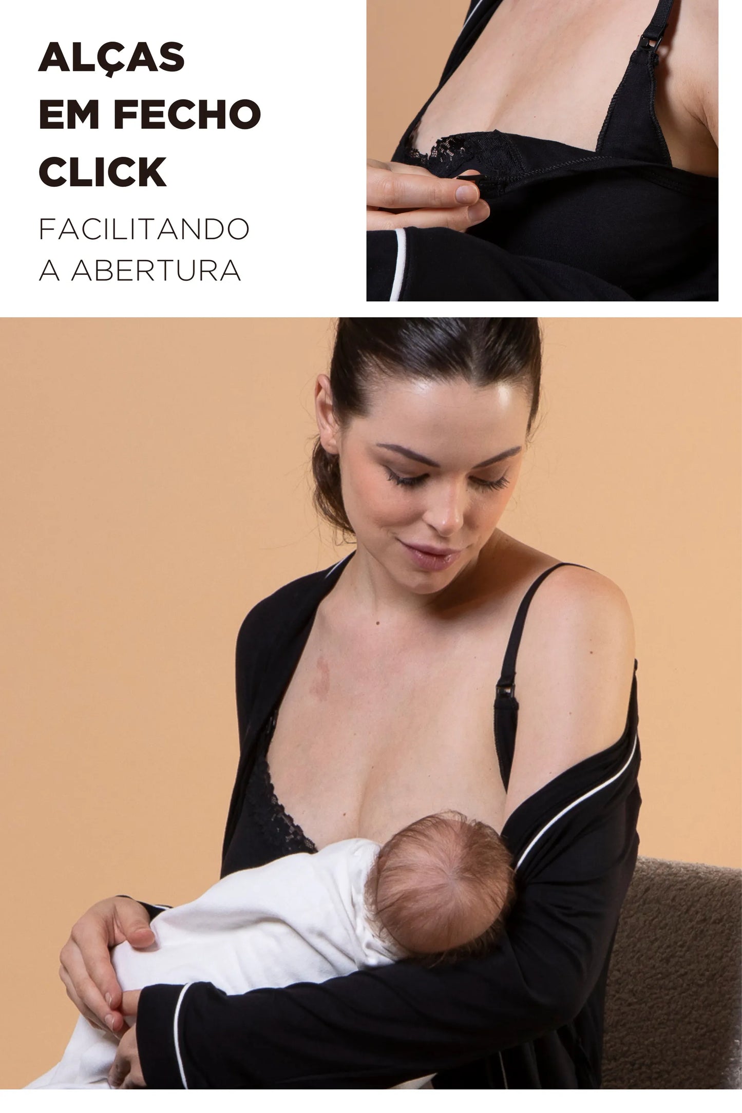 PIJAMA MATERNIDADE 3 PEÇAS FECHO CLICK