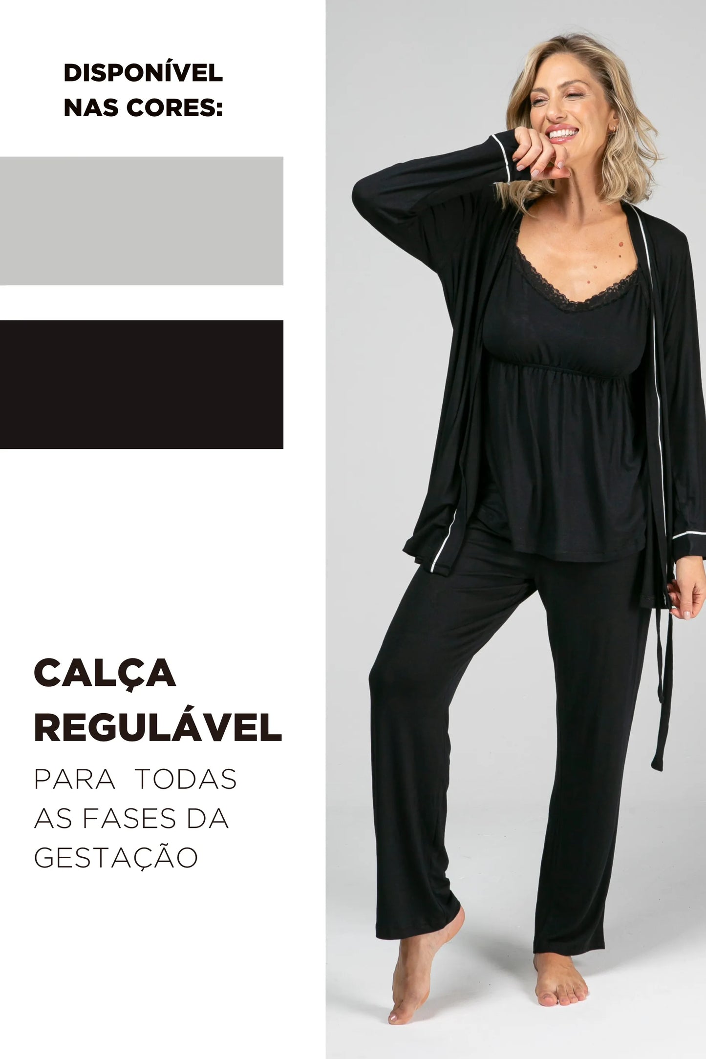 PIJAMA MATERNIDADE 3 PEÇAS FECHO CLICK