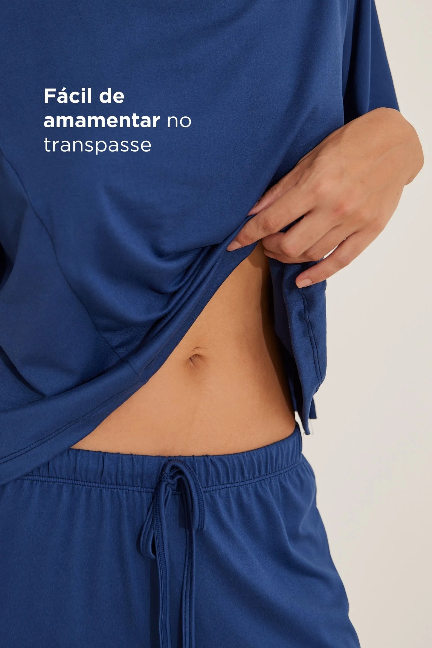 PIJAMA LONGO MALHA NUVEM GRAVIDEZ E AMAMENTAÇÃO