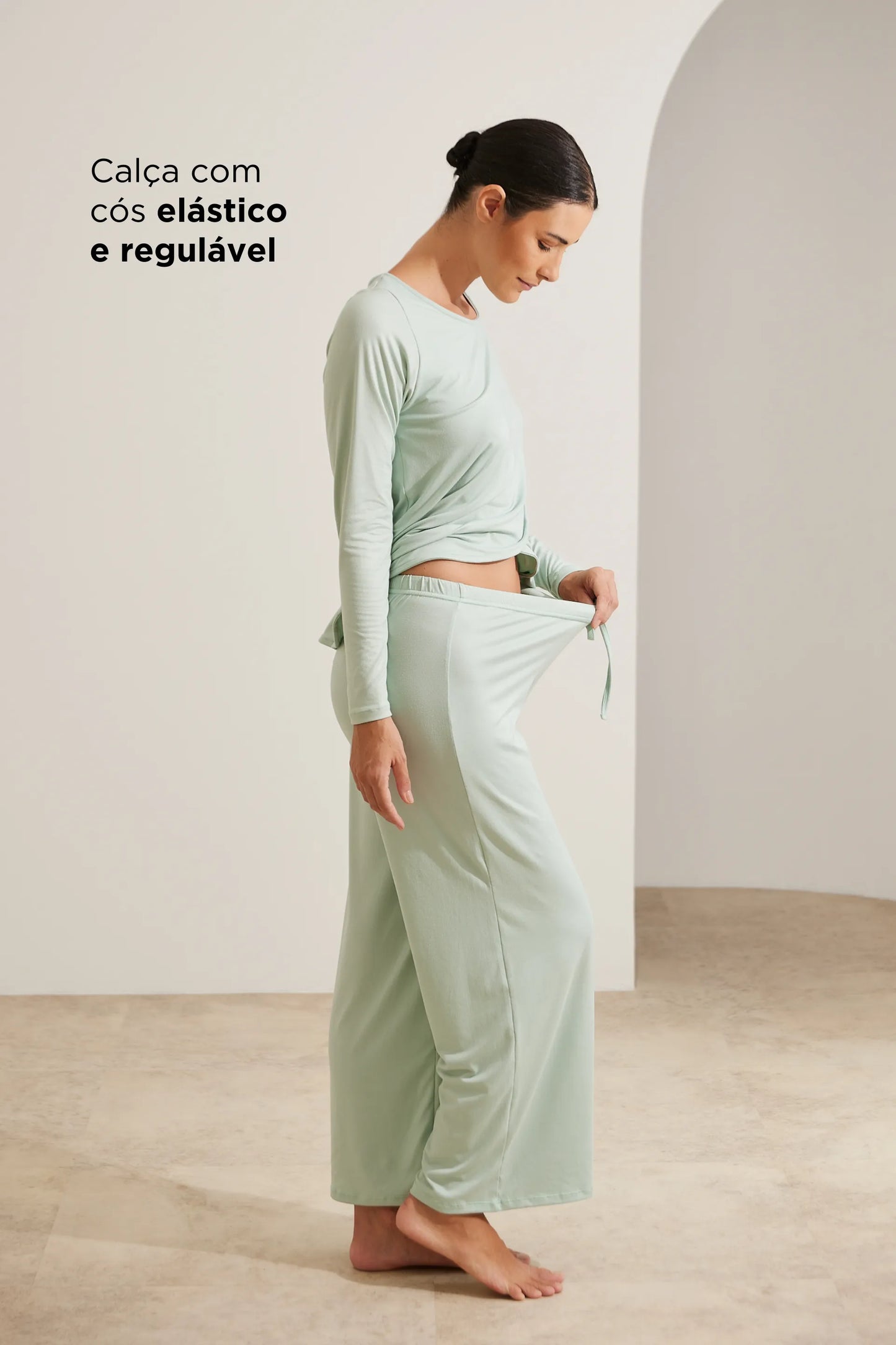PIJAMA LONGO MALHA NUVEM GRAVIDEZ E AMAMENTAÇÃO