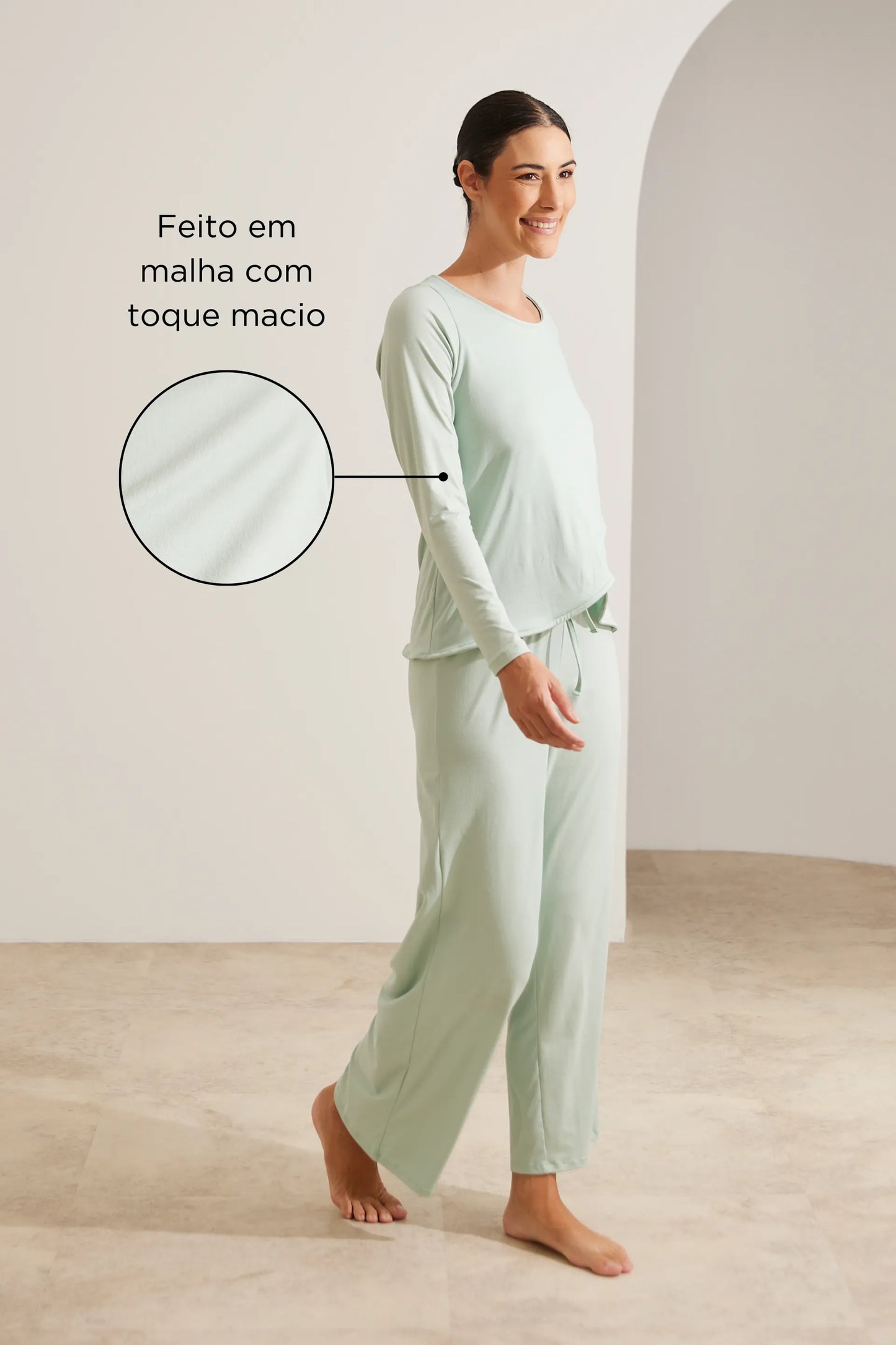 PIJAMA LONGO MALHA NUVEM GRAVIDEZ E AMAMENTAÇÃO