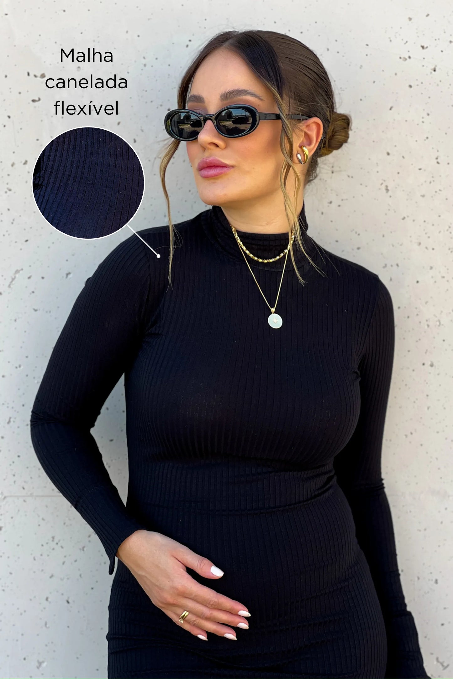 VESTIDO BÁSICO GOLA ALTA GESTANTE