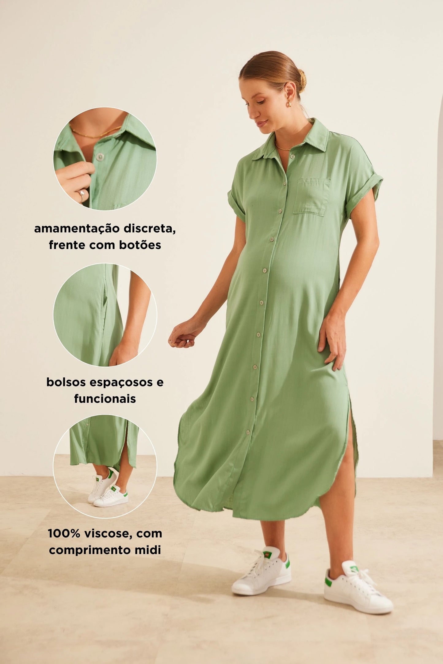VESTIDO CAMISÃO COOL EM VISCOSE GESTANTE E AMAMENTAÇÃO
