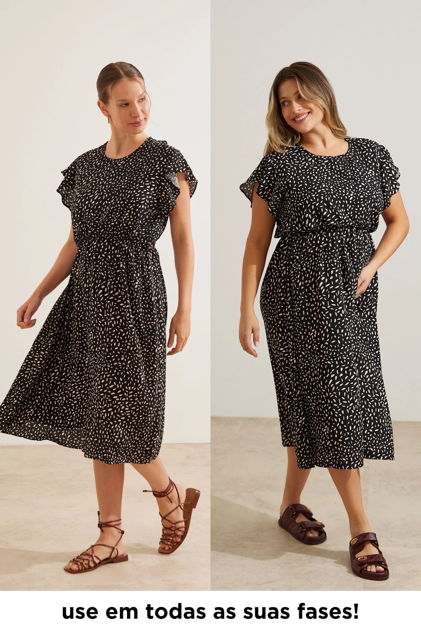 VESTIDO COM BABADOS MIDI GESTANTE E AMAMENTAÇÃO