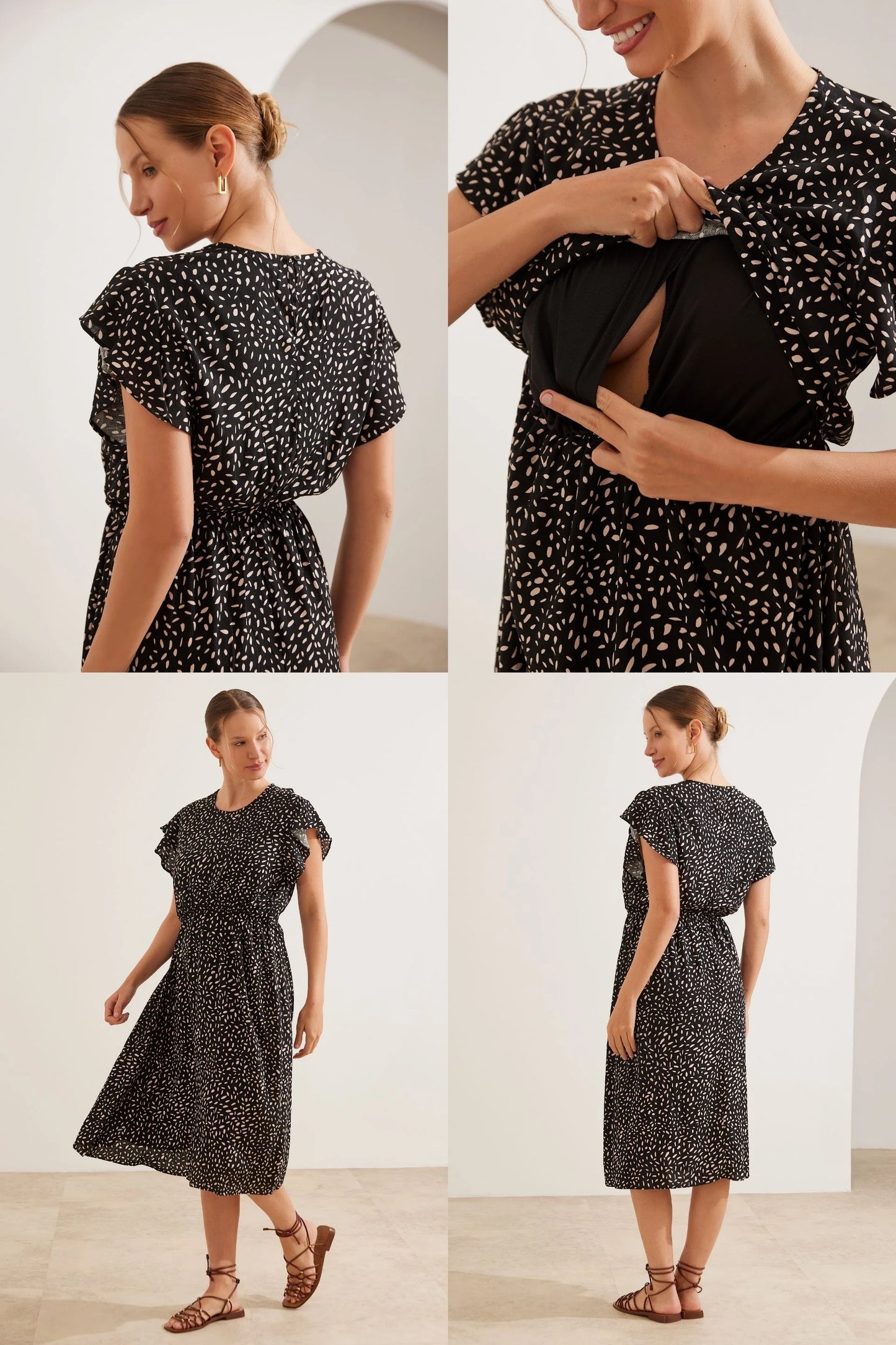 VESTIDO COM BABADOS MIDI GESTANTE E AMAMENTAÇÃO