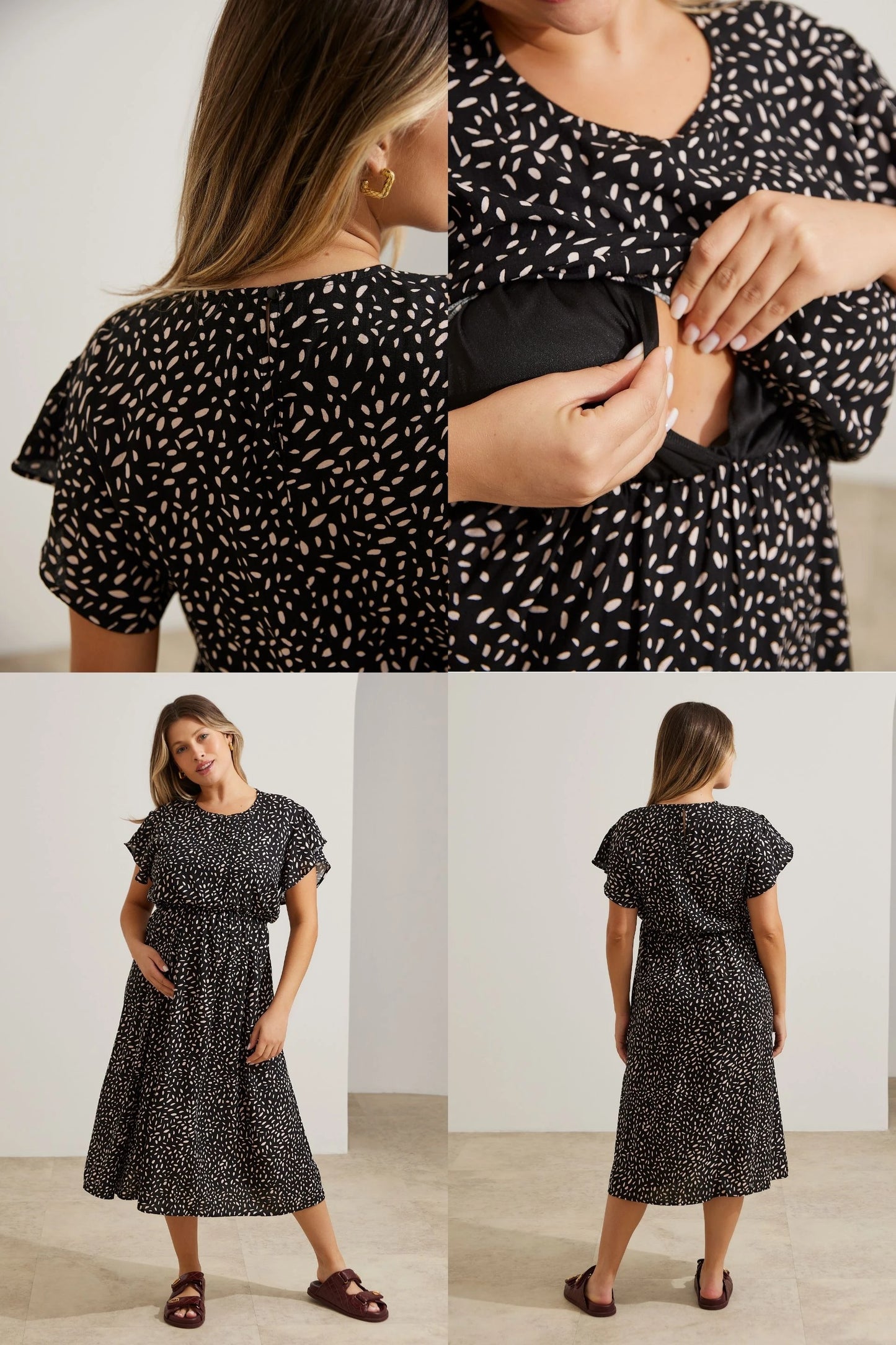 VESTIDO COM BABADOS MIDI GESTANTE E AMAMENTAÇÃO