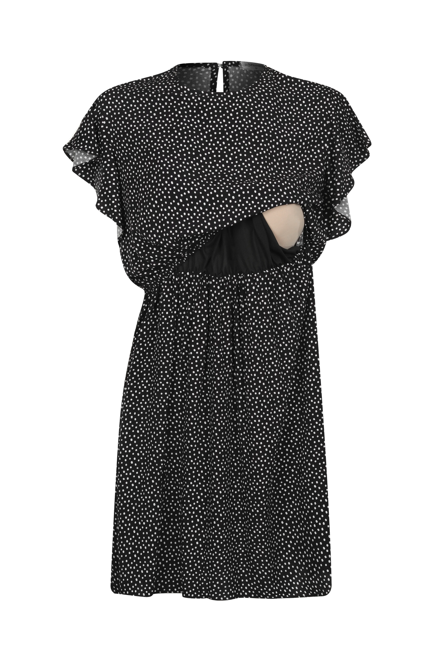 VESTIDO GESTANTE E AMAMENTAÇÃO CURTO COM BABADOS SEM MANGAS