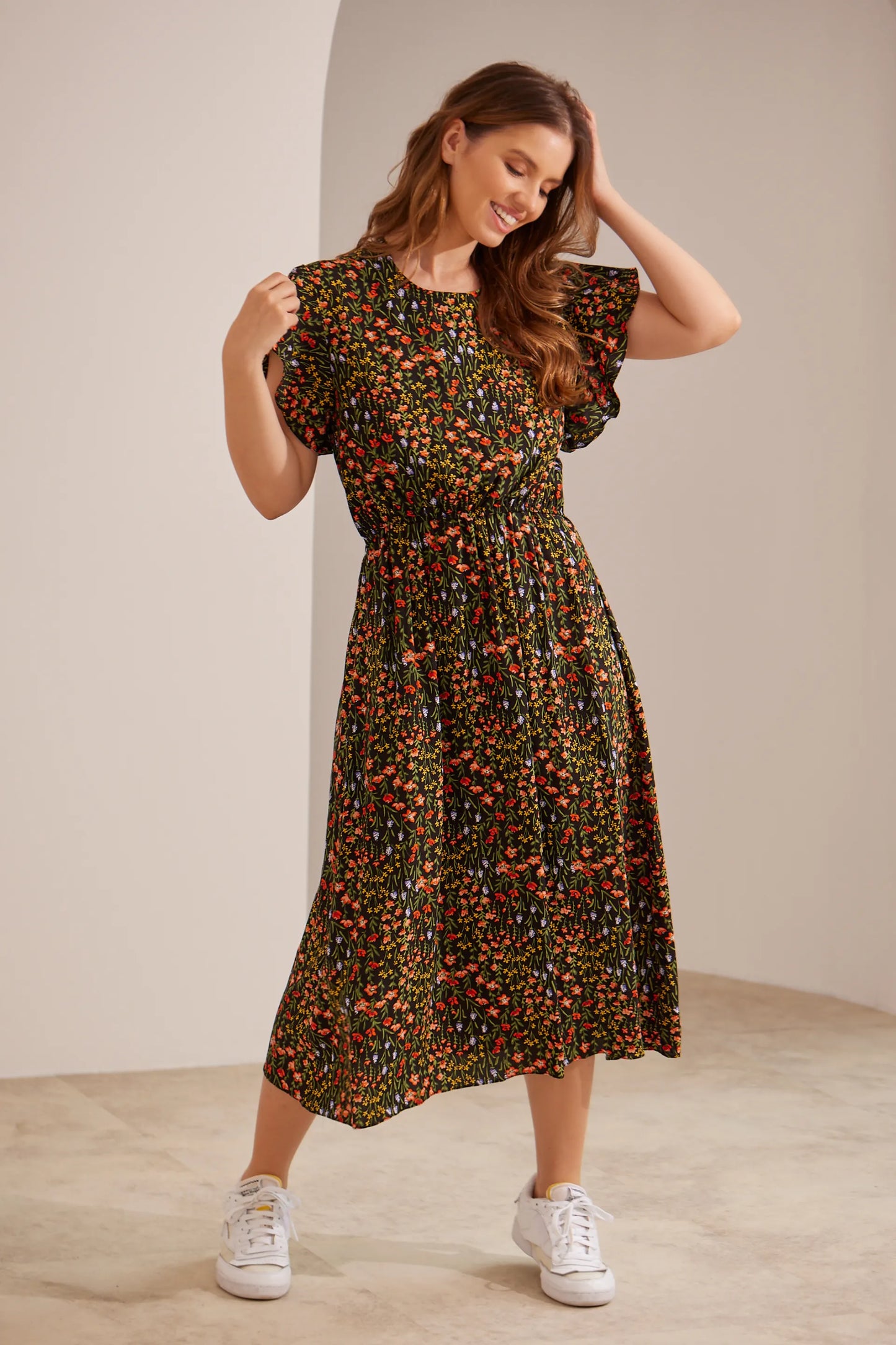 VESTIDO COM BABADOS MIDI GESTANTE E AMAMENTAÇÃO