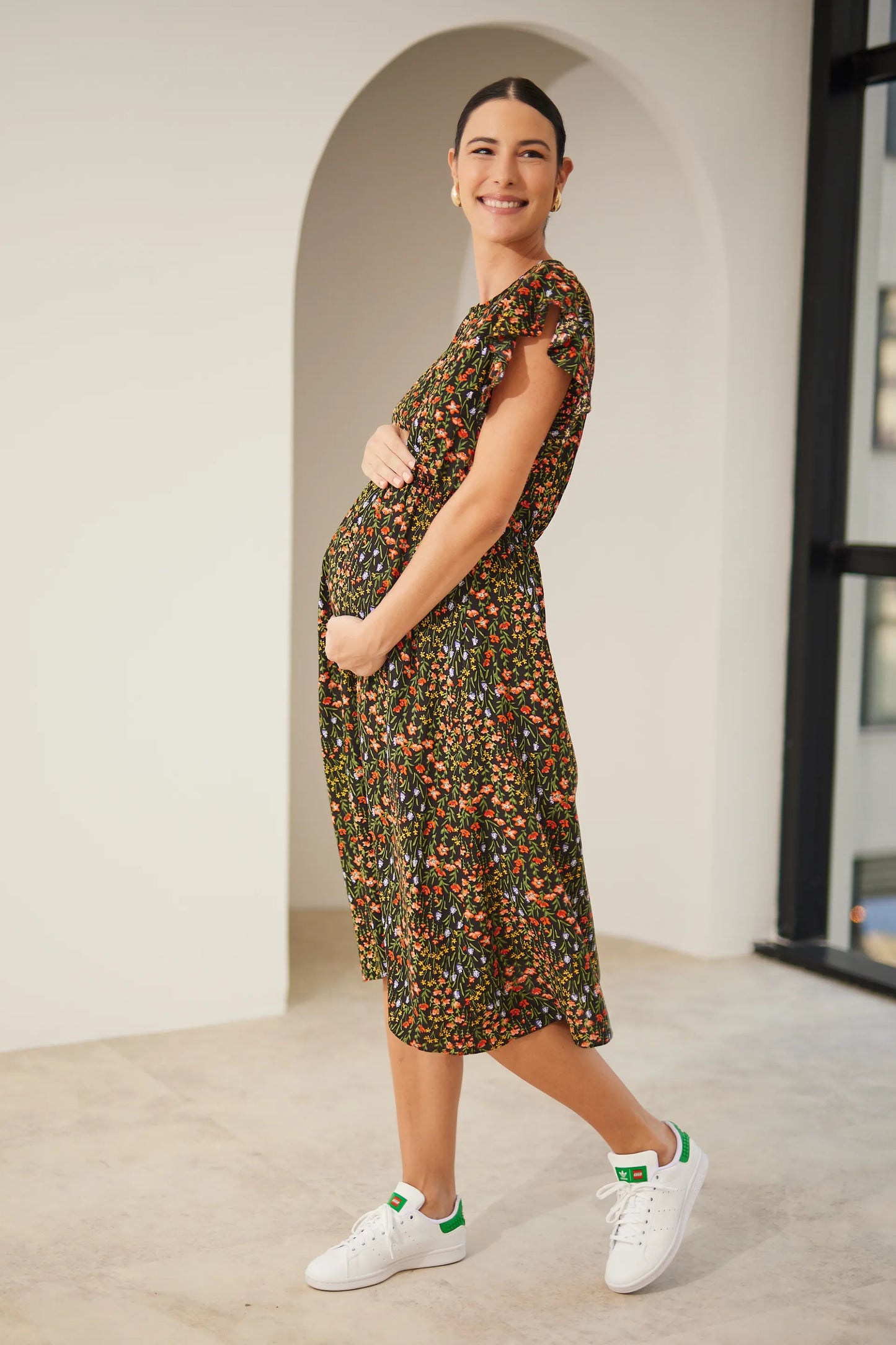 VESTIDO COM BABADOS MIDI GESTANTE E AMAMENTAÇÃO