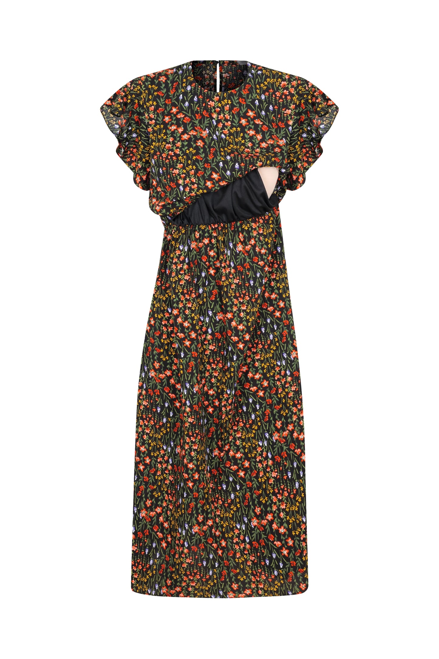 VESTIDO COM BABADOS MIDI GESTANTE E AMAMENTAÇÃO