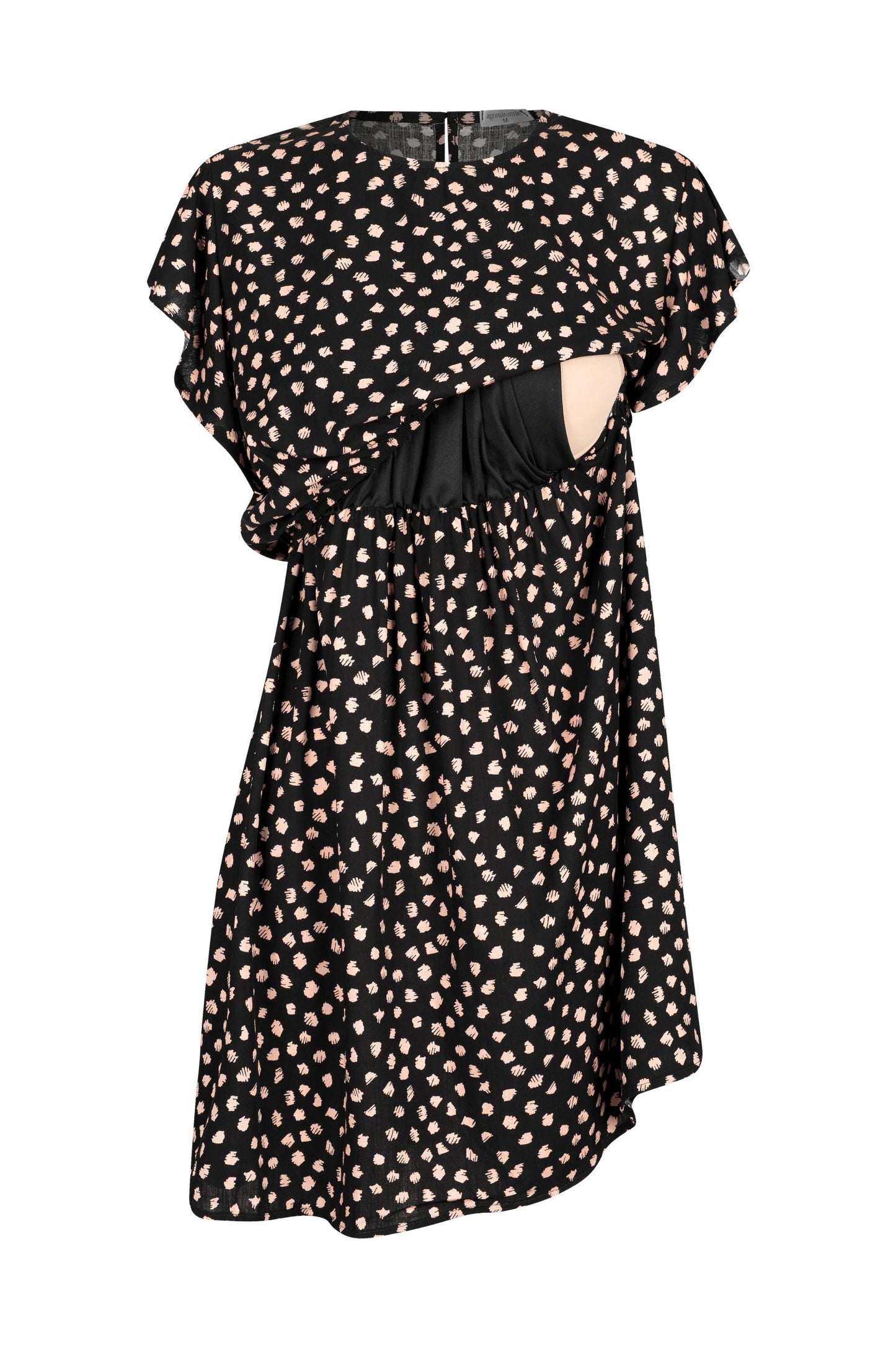 VESTIDO GESTANTE E AMAMENTAÇÃO CURTO COM BABADOS SEM MANGAS