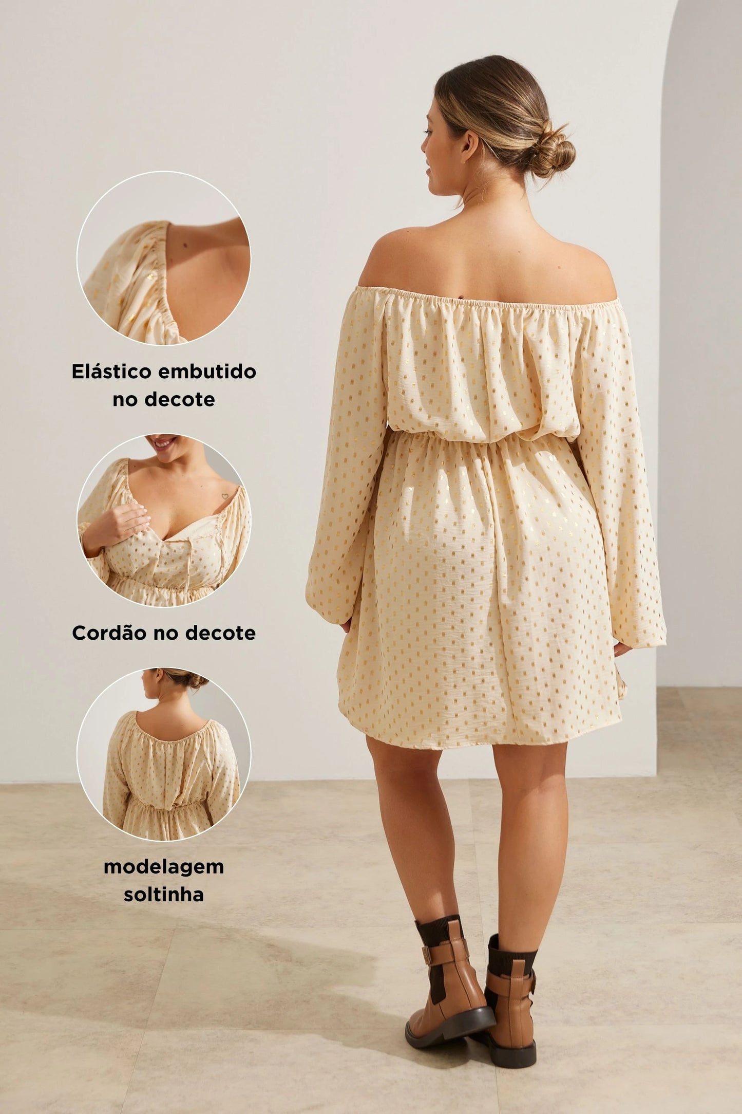 VESTIDO GESTANTE E AMAMENTAÇÃO CURTO FLUÍDO COM DECOTE REGULÁVEL