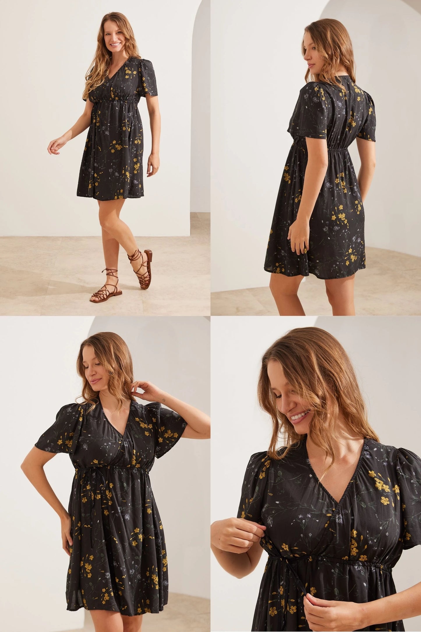 VESTIDO GESTANTE E AMAMENTAÇÃO ENVELOPE CURTO ESTAMPADO