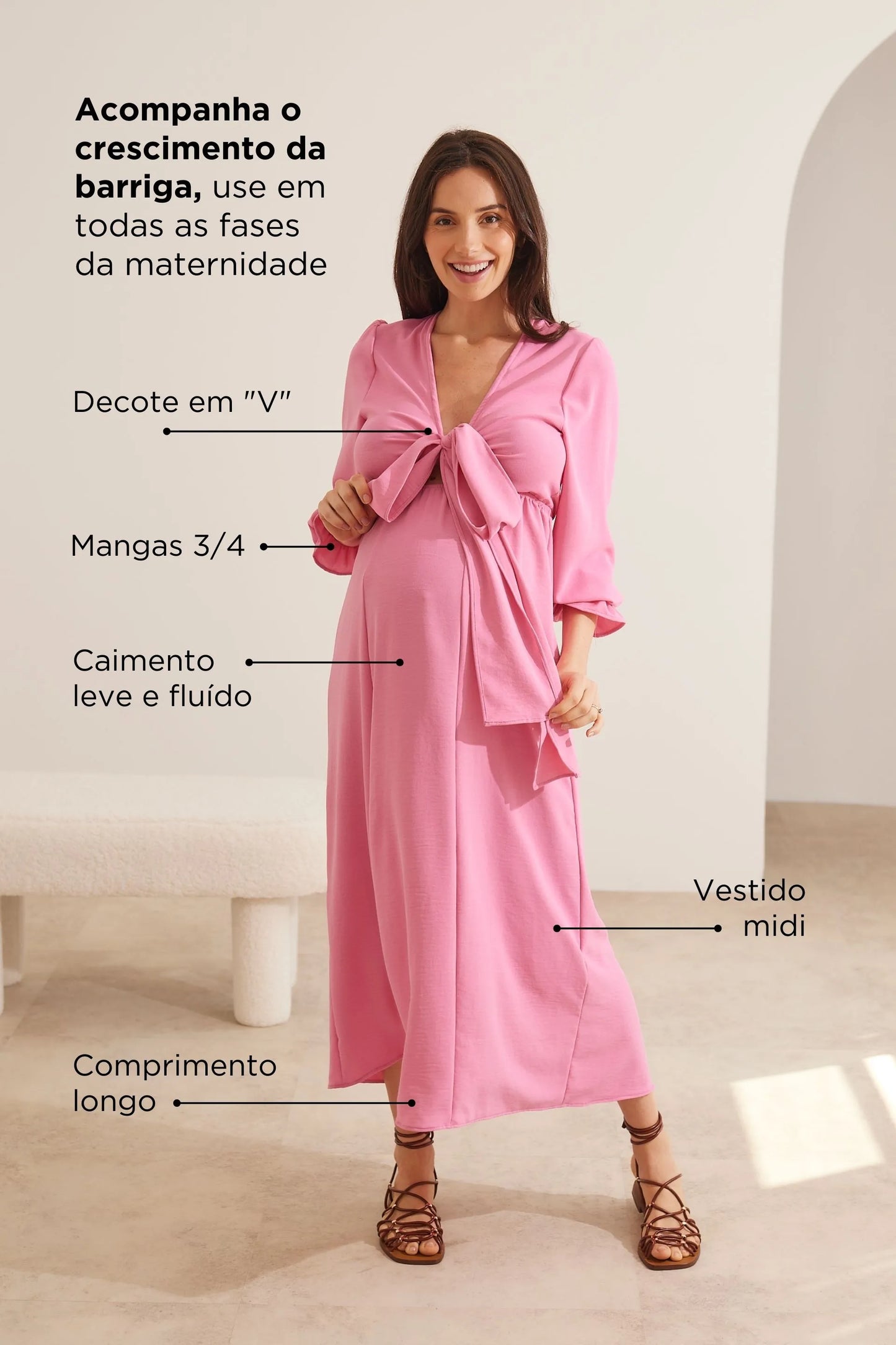 VESTIDO GESTANTE E AMAMENTAÇÃO LONGO 2 EM 1