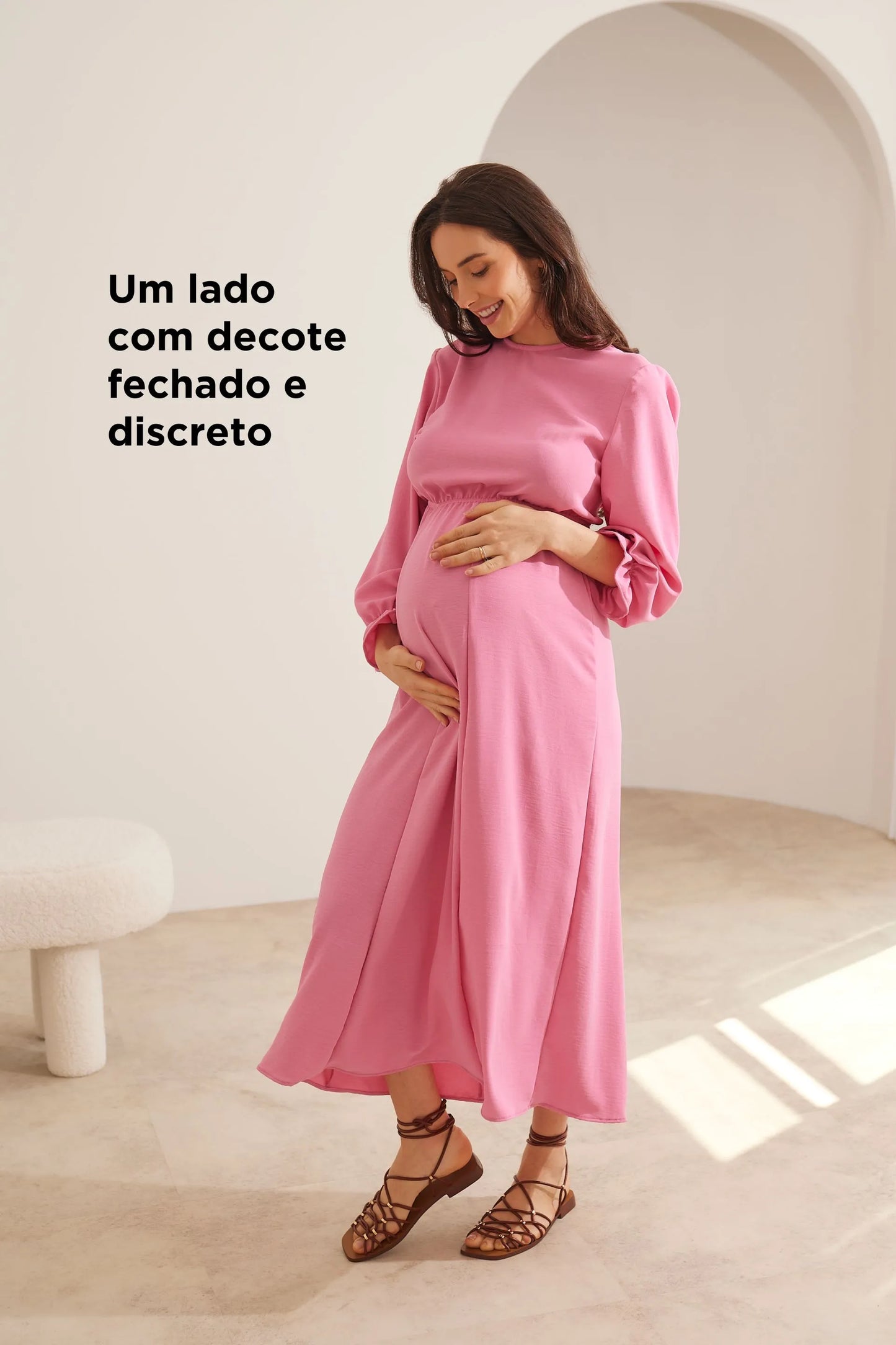 VESTIDO GESTANTE E AMAMENTAÇÃO LONGO 2 EM 1