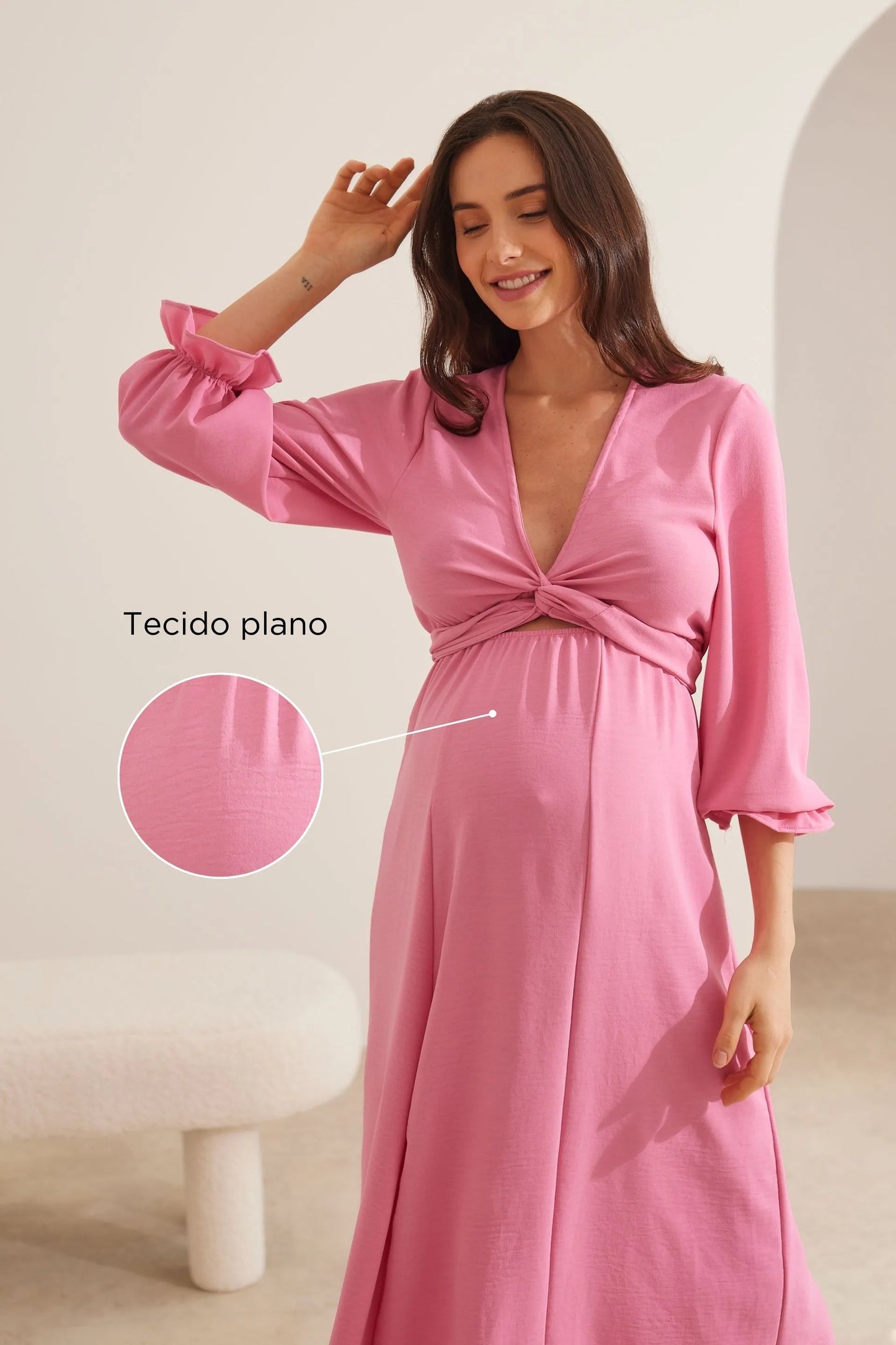 VESTIDO GESTANTE E AMAMENTAÇÃO LONGO 2 EM 1