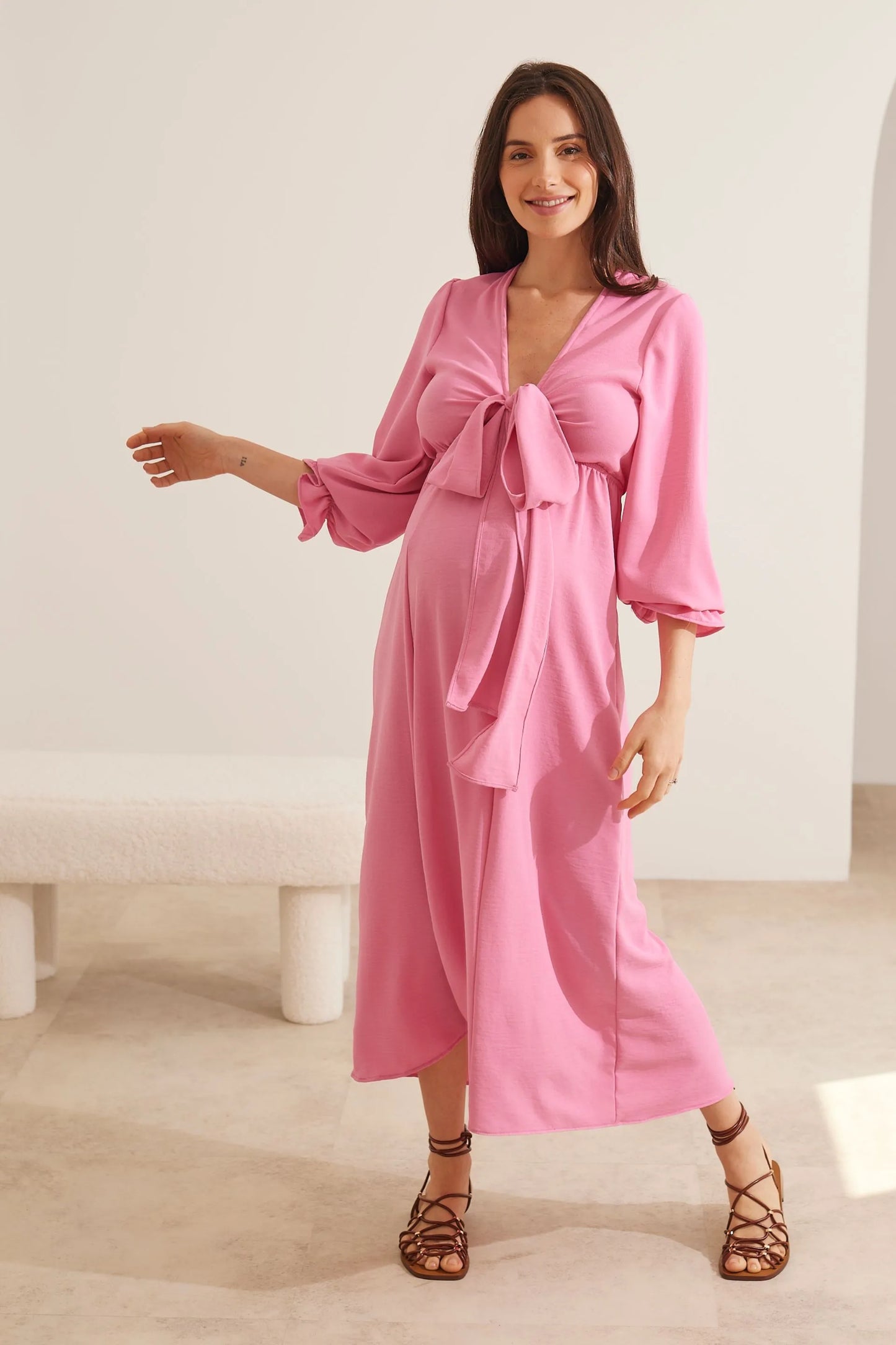 VESTIDO GESTANTE E AMAMENTAÇÃO LONGO 2 EM 1