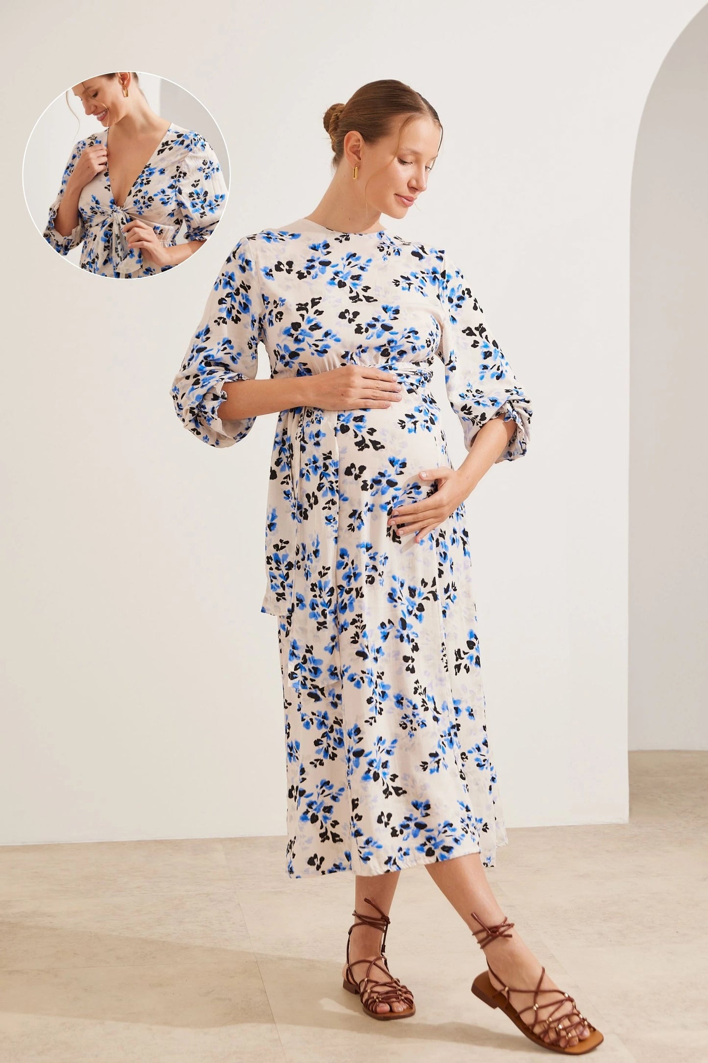 VESTIDO GESTANTE E AMAMENTAÇÃO LONGO 2 EM 1
