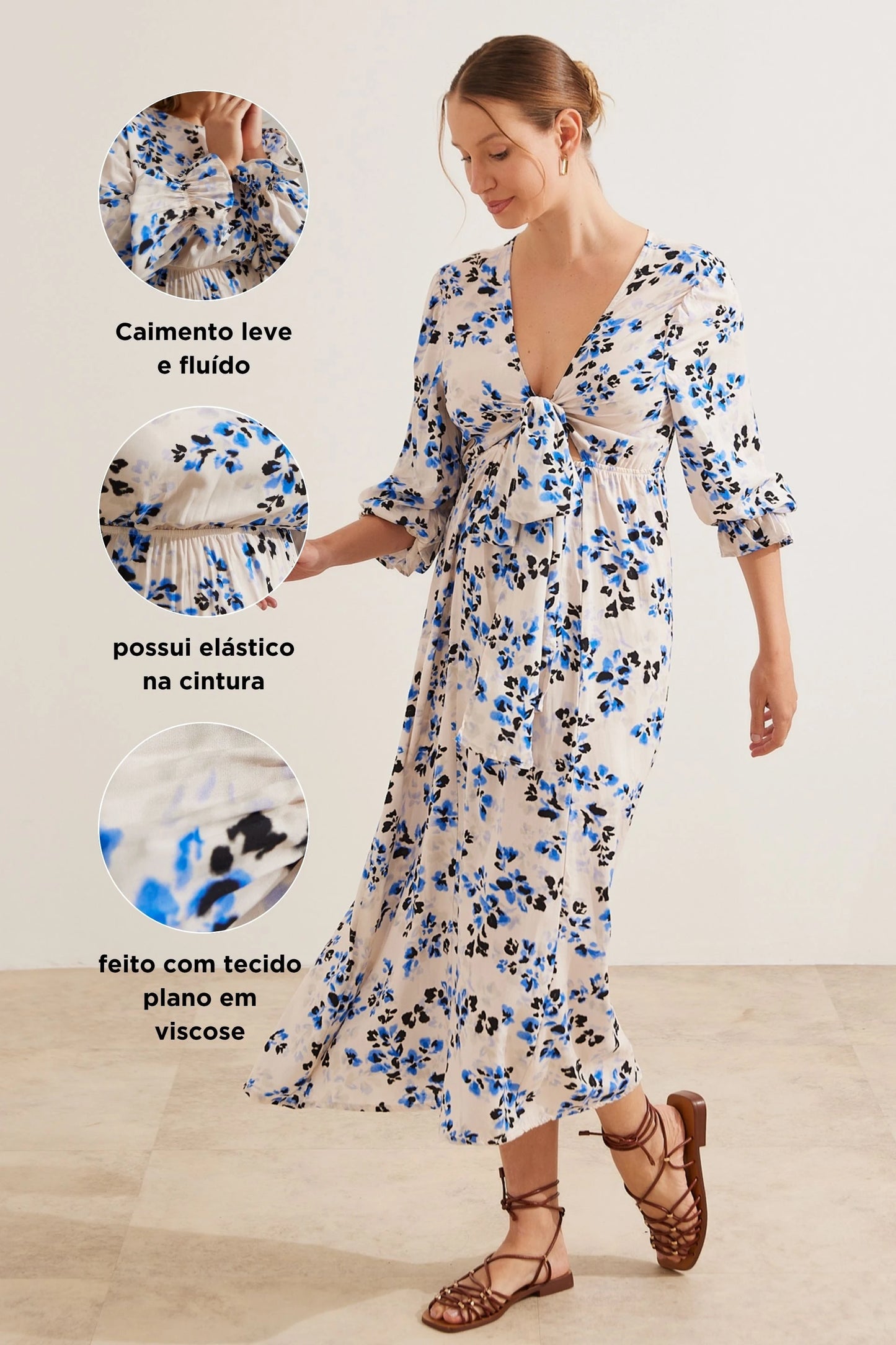 VESTIDO GESTANTE E AMAMENTAÇÃO LONGO 2 EM 1