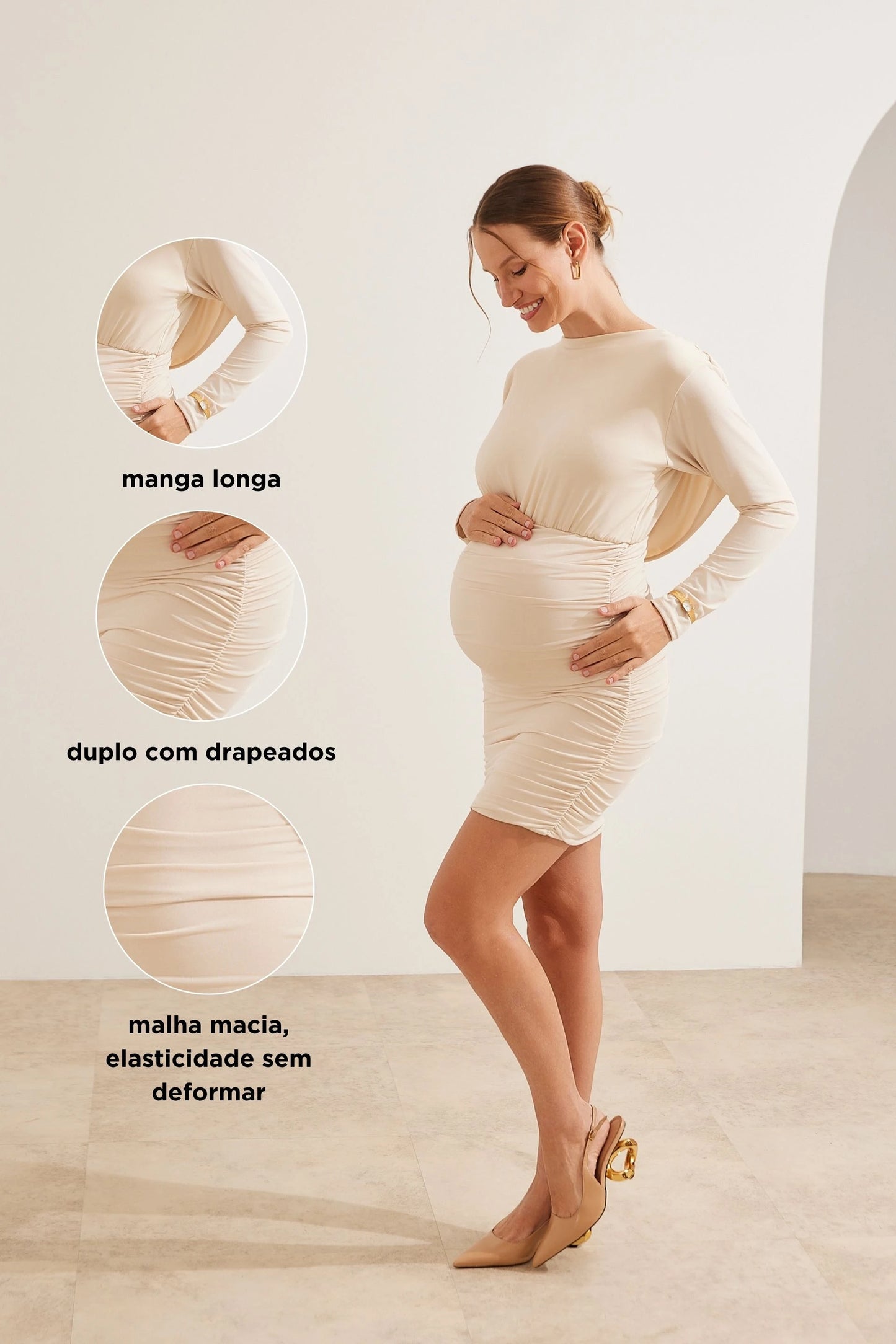 VESTIDO GOLA DEGAGÊ FRENTE E VERSO GESTANTE E AMAMENTAÇÃO