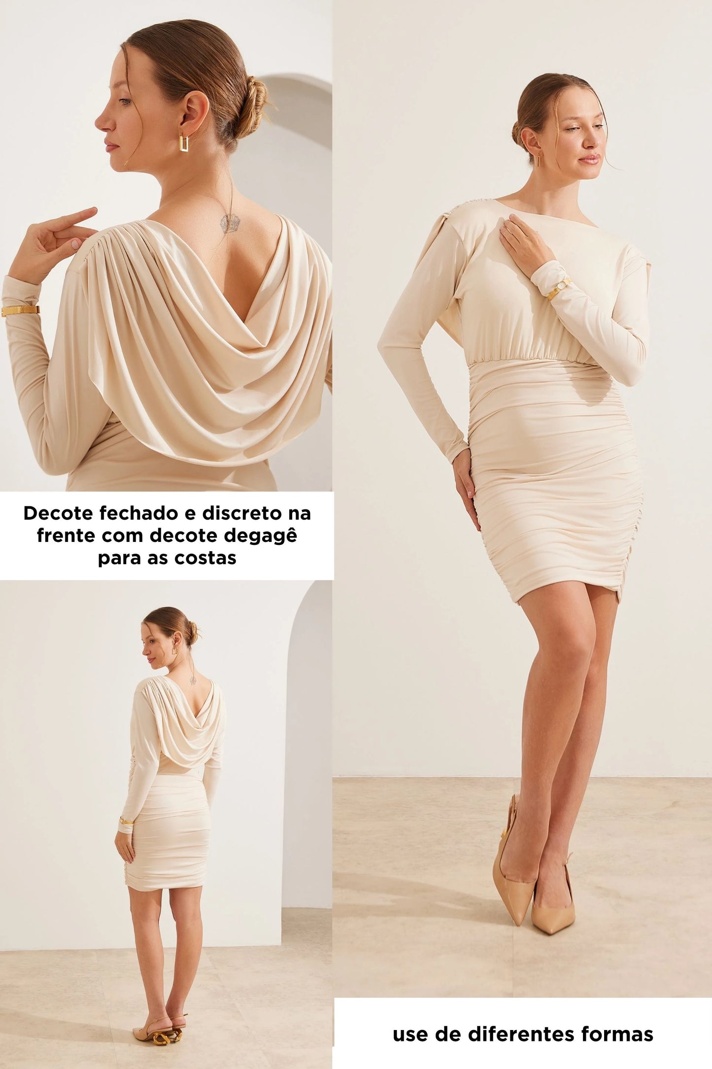 VESTIDO GOLA DEGAGÊ FRENTE E VERSO GESTANTE E AMAMENTAÇÃO