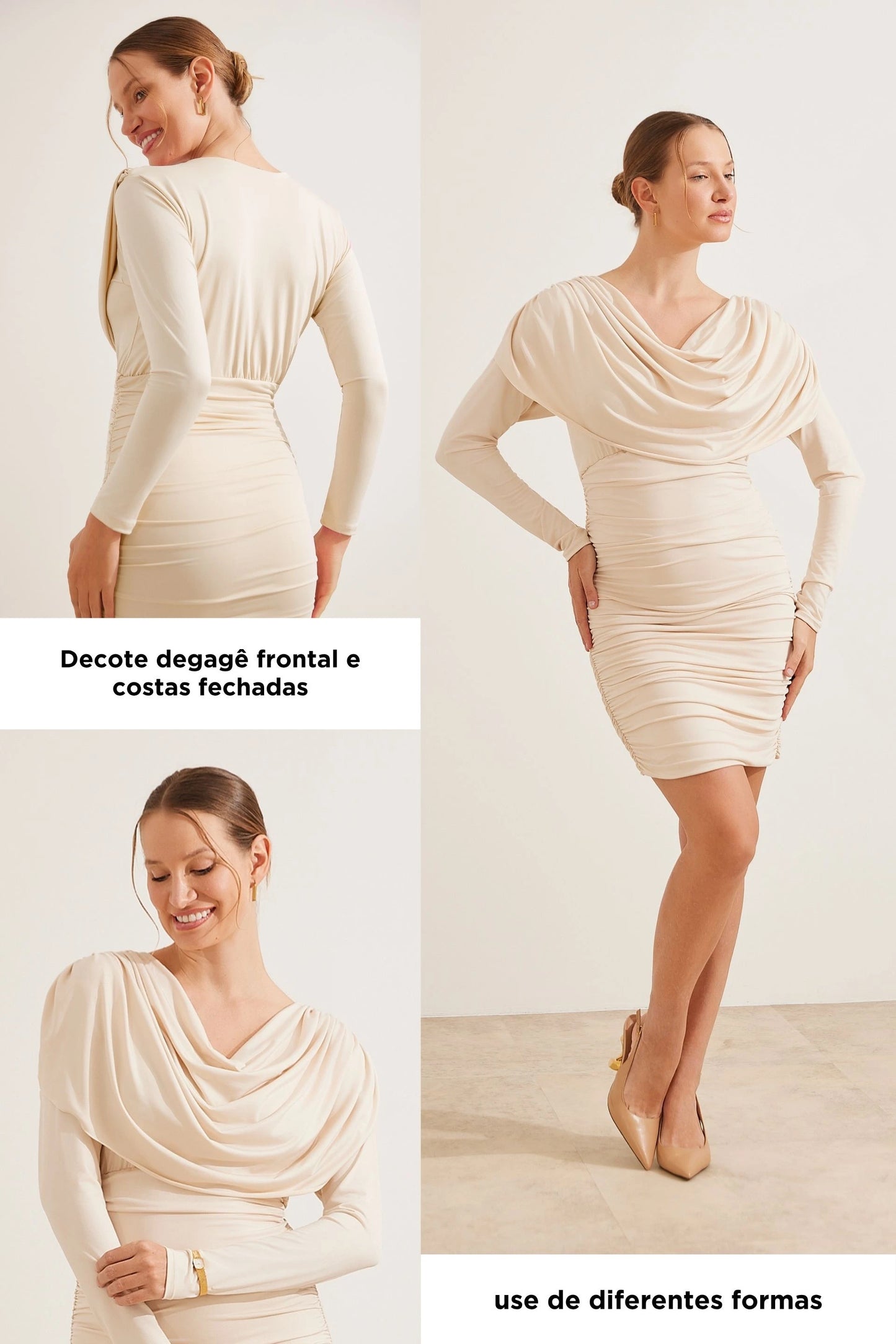VESTIDO GOLA DEGAGÊ FRENTE E VERSO GESTANTE E AMAMENTAÇÃO