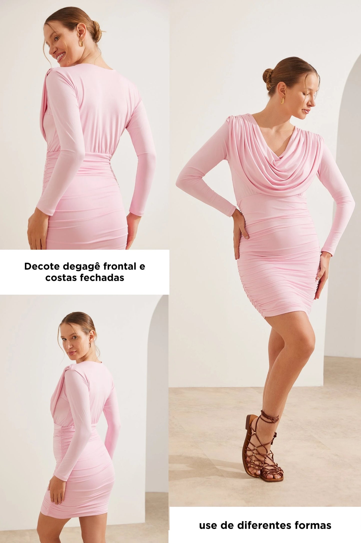 VESTIDO GOLA DEGAGÊ FRENTE E VERSO GESTANTE E AMAMENTAÇÃO