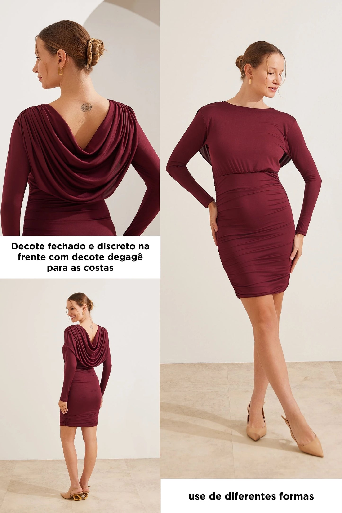 VESTIDO GOLA DEGAGÊ FRENTE E VERSO GESTANTE E AMAMENTAÇÃO