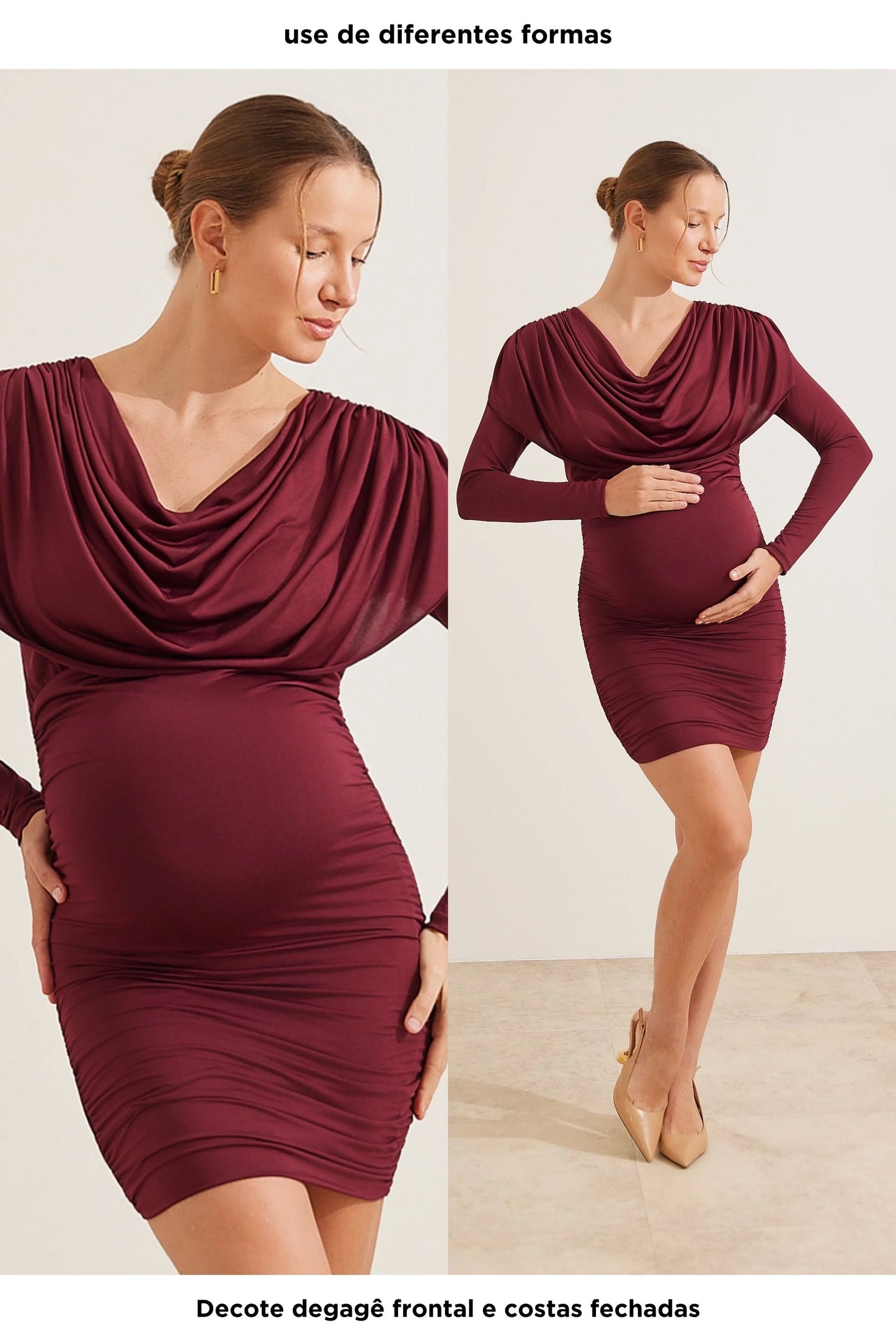 VESTIDO GOLA DEGAGÊ FRENTE E VERSO GESTANTE E AMAMENTAÇÃO