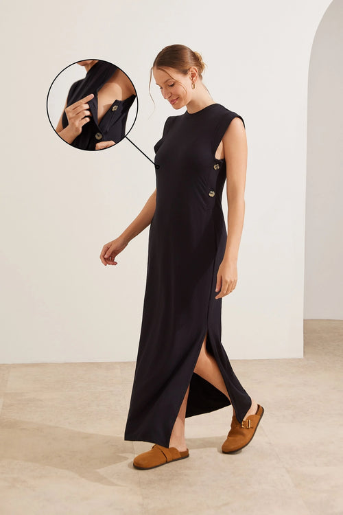 VESTIDO ULTRACONFORTO® AMAMENTAÇÃO COM BOTÕES LATERAIS