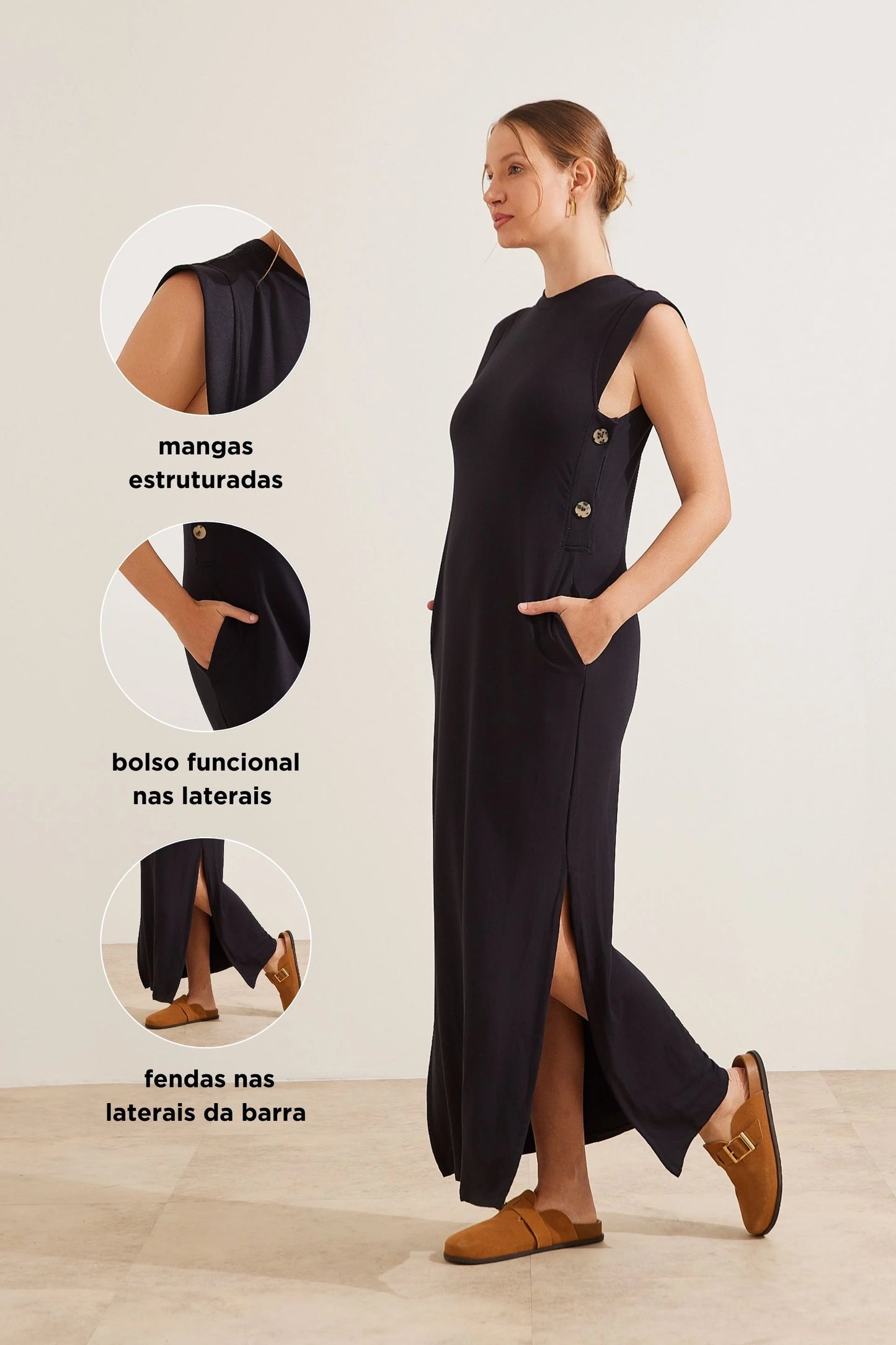 VESTIDO ULTRACONFORTO® AMAMENTAÇÃO COM BOTÕES LATERAIS