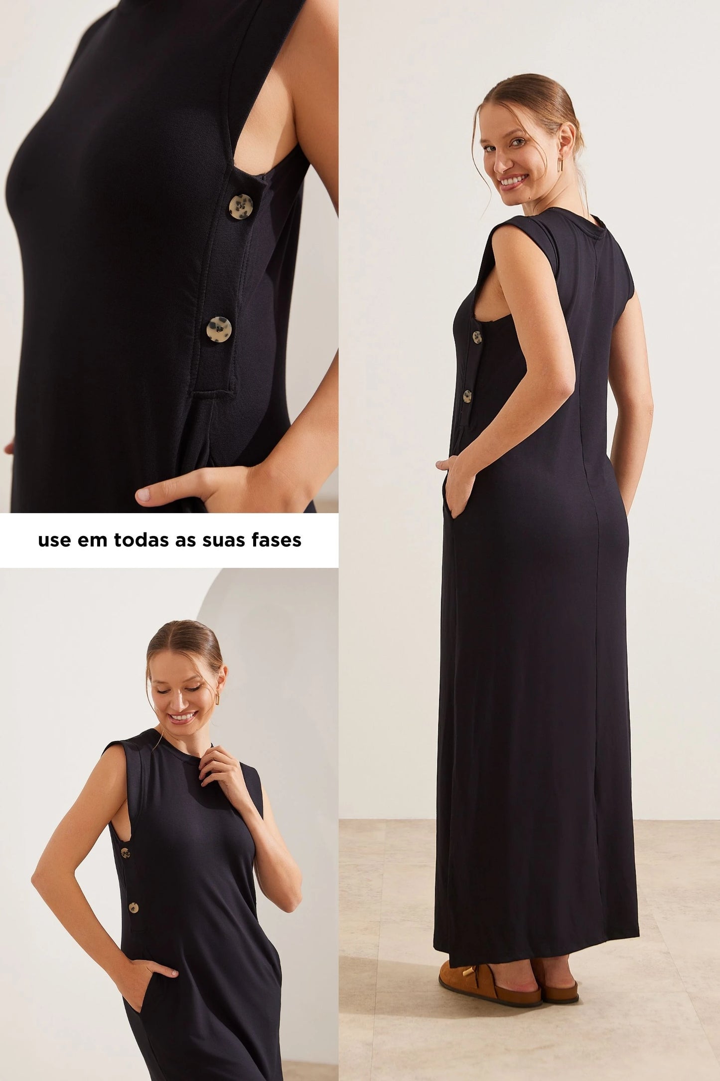VESTIDO ULTRACONFORTO® AMAMENTAÇÃO COM BOTÕES LATERAIS
