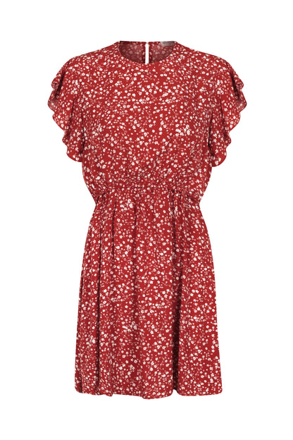 VESTIDO GESTANTE E AMAMENTAÇÃO CURTO COM BABADOS SEM MANGAS